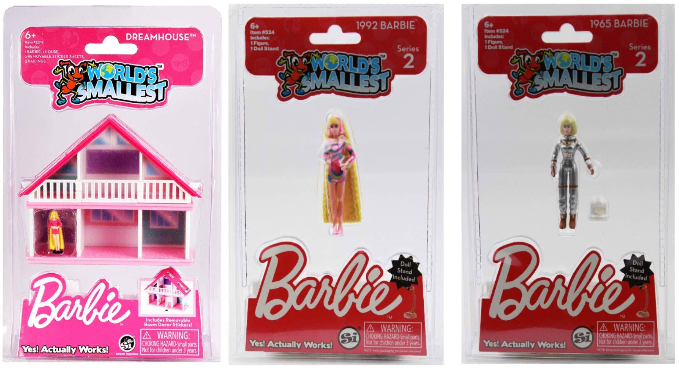 World's Smallest Barbie Dreamhouse & Series 2 Dolls - 3-Piece Collector Set | Perfect for Miniature Displays, Travel Toys & Barbie Collectors