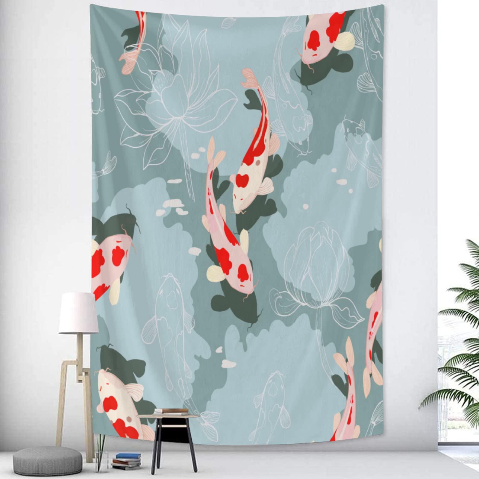 TropicalLife Koi Fish Water Tapestry Wall Hanging - 40x60 Inch Oriental Style Polyester Decor for Bedroom, Living Room & Dorm - Aesthetic Boho Home Decor, Asian Inspired Wall Art