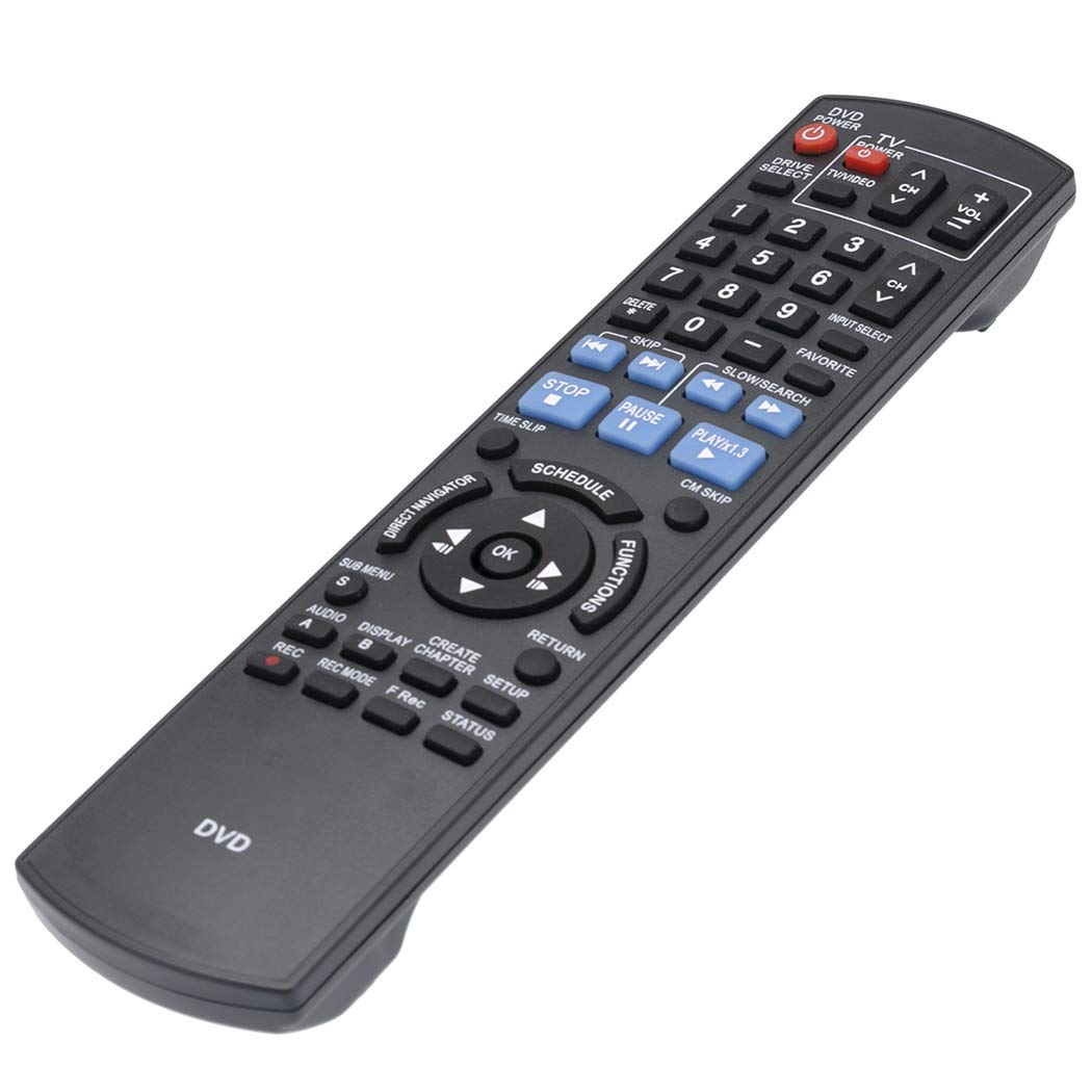 Panasonic DVD Recorder Remote Replacement for DMR-EZ485V, DMR-EZ48, DMR-EZ485, DMR-EZ48V, DMR-EZ485VK, DMR-EZ48VK, DMR-EZ37V - Perfect for Home Entertainment Systems & Media Centers