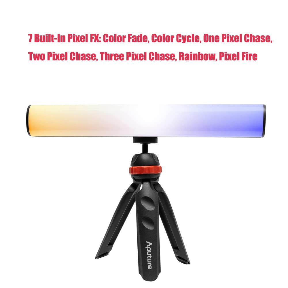 Aputure MT Pro Pixel-Mappable RGBWW Mini Tube LED Light - 7.5W, 2000K-10000K Color Temperature, 614 Lux @ 0.5m (6500K) with Grid - Perfect for Photography, Videography, and Studio Lighting