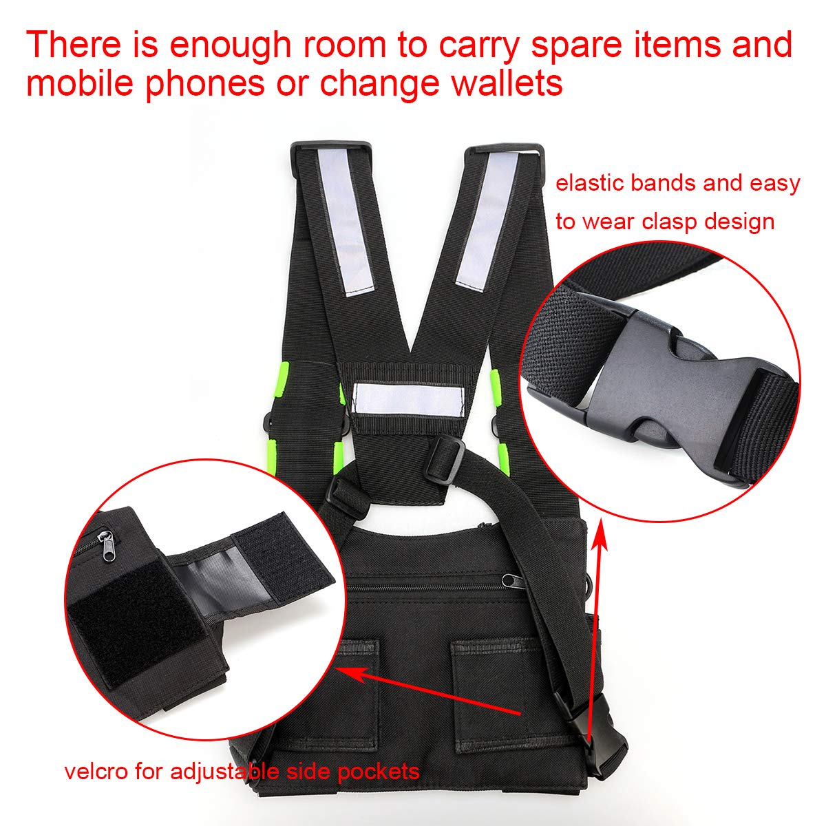 Retevis HB02 Universal Radio Chest Harness - Compatible with H-777, RT27, RT22, RT15, RT19, RB17, RT17, RT67 Two-Way Radios - Durable Tactical Bag with Front Pouches & Zipper Pocket (1 Pack) - Ideal for Security, Construction, and Outdoor Adventures