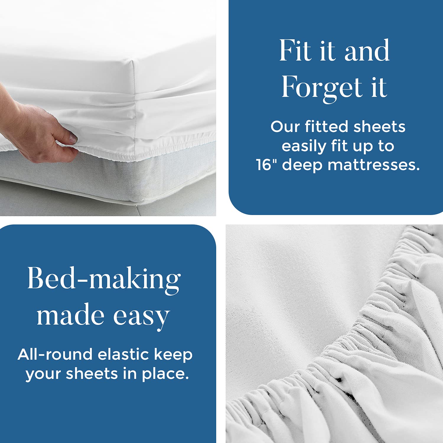 Luxury 100% Cotton Twin Jersey Sheet Set - Ultra Soft T-Shirt Material All Season Bedding - Deep Pocket Fitted Sheet for Comfortable Sleep (3Pc, Twin, White) - Perfect for Guest Rooms, Dorms & Cozy Bedrooms
