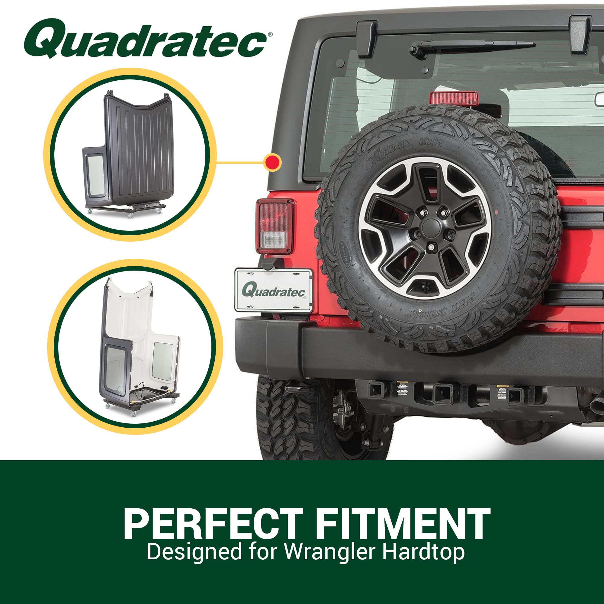 Quadratec Deluxe Hardtop Storage Hoist & Cart for Jeep Wrangler JL & JK (2007-2023) - Space-Saving Hard Top Stand with Wheels | Garage Organization & Jeep Accessories Storage Solution