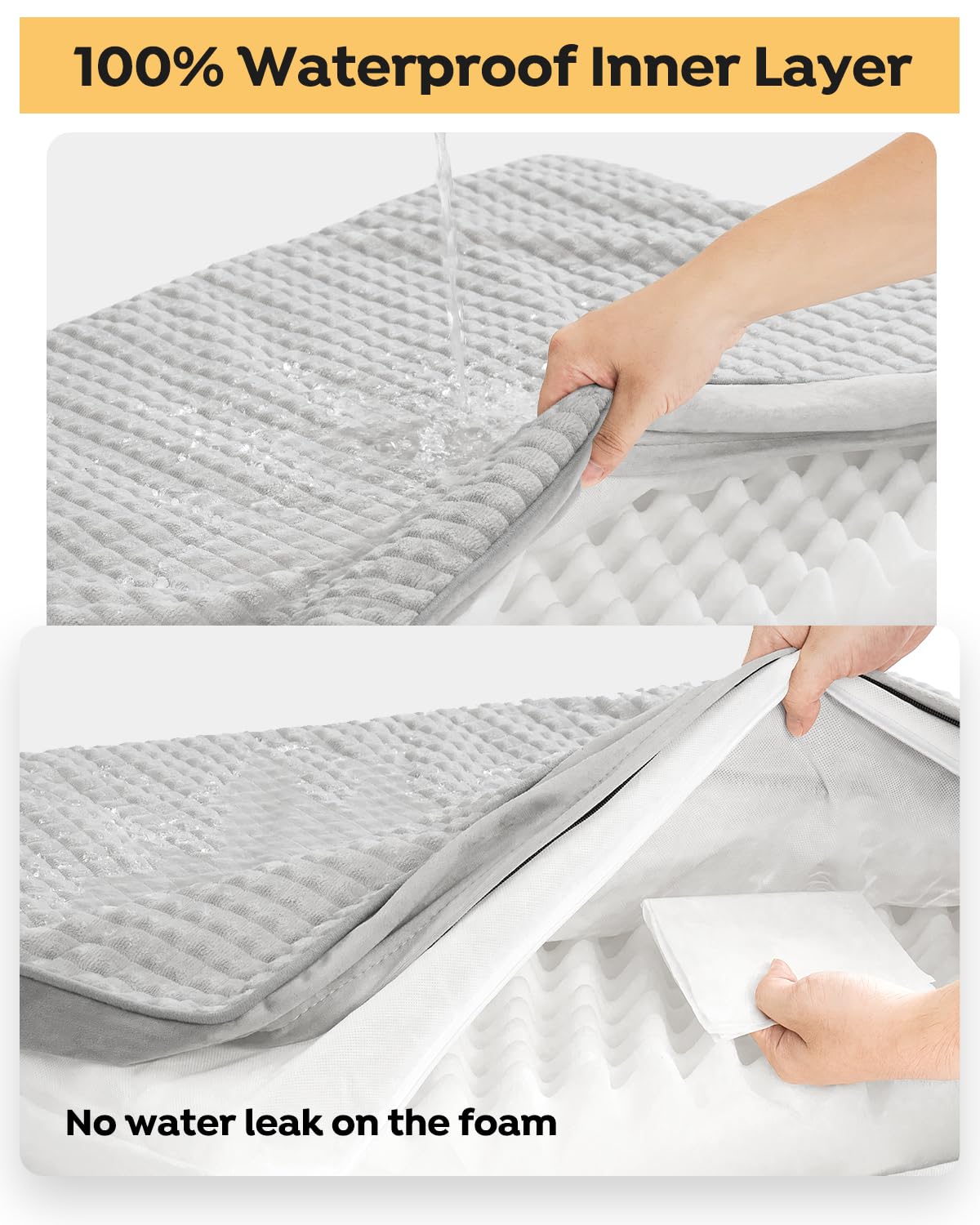 Premium Orthopedic Dog Bed for Medium Dogs - Plush Flannel Pet Bed with Removable Washable Cover & Waterproof Liner - Non-Slip Bottom Crate Mat - Perfect for Home, Office or Travel Use