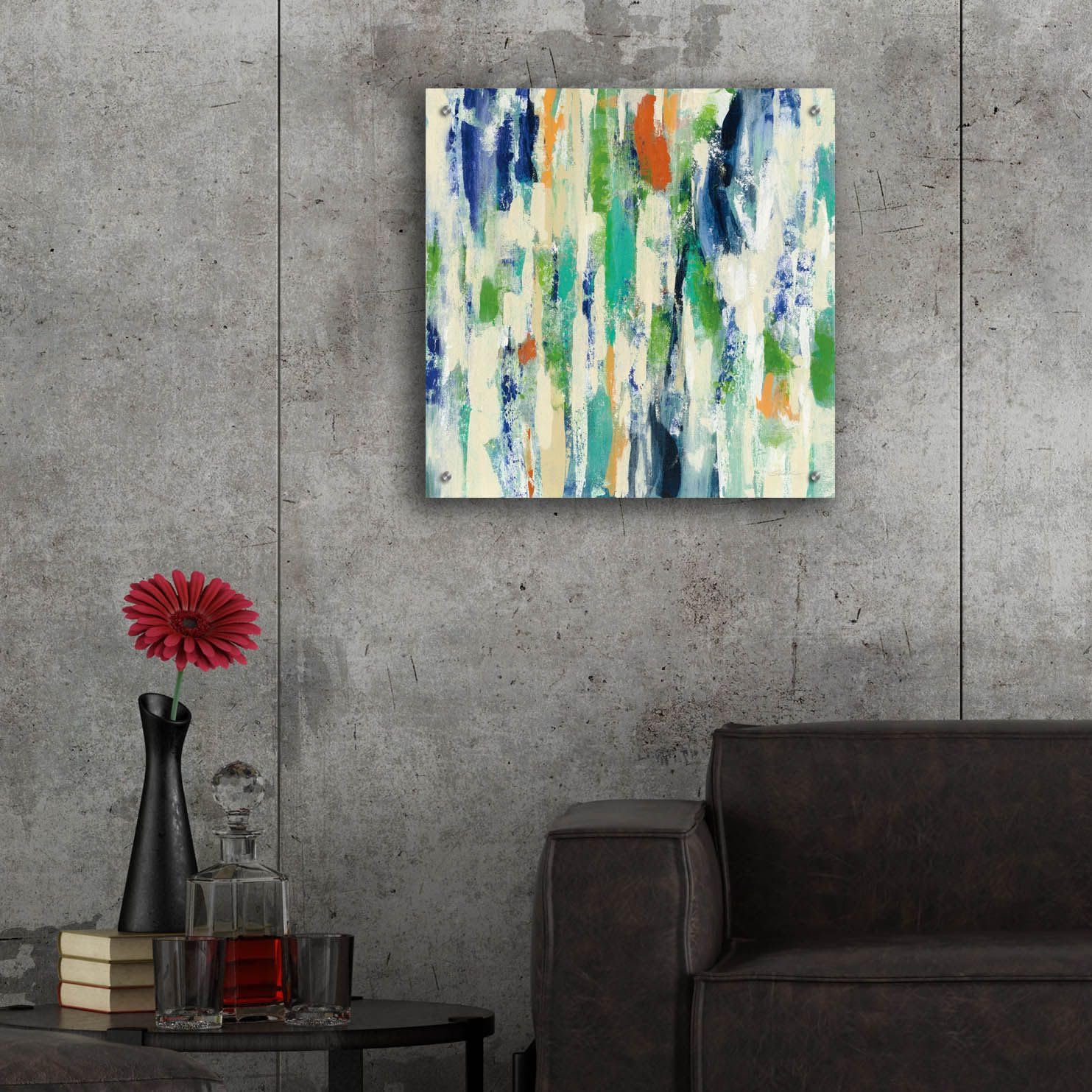 Sun Rays Acrylic Glass Wall Art by Silvia Vassileva - 24x24 Inches Modern Abstract Painting for Living Room, Bedroom & Office Decor