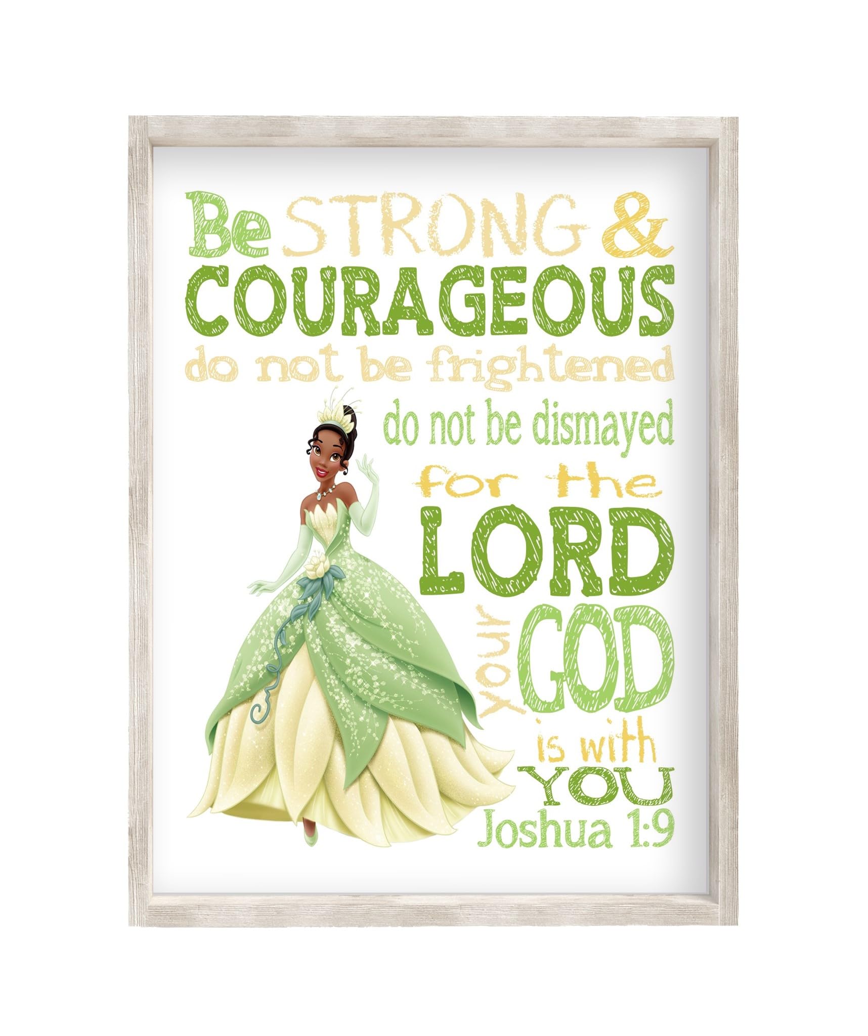 Tiana Princess Christian Nursery Decor - Joshua 1:9 Print for Baby Room