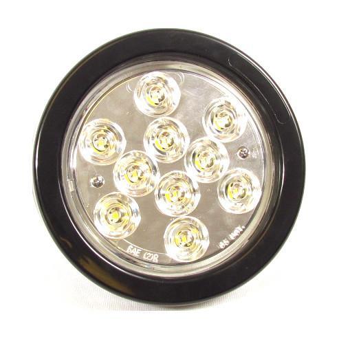 4 Round White LED Lights with 10 LEDs - 24V Waterproof Tail & Turn Signal Lights for Trucks, Trailers, Boats - Durable & Bright Replacement Bulbs