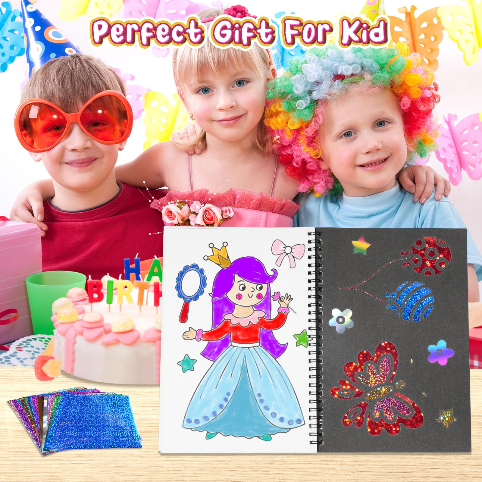 Foil Craft Princess DIY Art Kit - No Mess Creative Foil Art Set for Kids Ages 4-9 | Fun Drawing Activity, Birthday Gift & Travel Toy for Girls & Boys | Perfect for Party Favors, Classroom Projects & Rainy Day Crafts