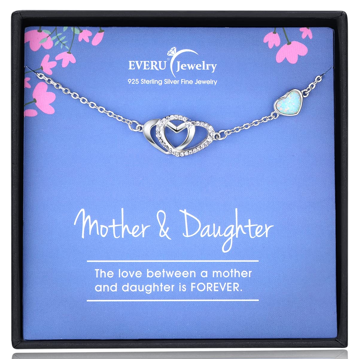 Mother Daughter Bracelets - 925 Sterling Silver Double Heart Bracelet for Women | Thoughtful Mothers Day Gifts for Mom from Daughter & Birthday Present for Daughter | Perfect for Special Occasions, Family Bonding & Everyday Wear