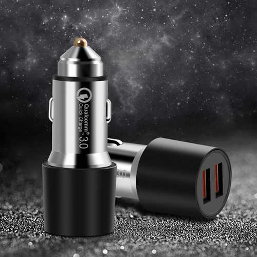 Bakeey QC3.0 Fast Charging Dual USB Car Charger - Compatible with iPhone, Samsung, iPad, Tablets & Cameras - Perfect for Road Trips & Travel Charging