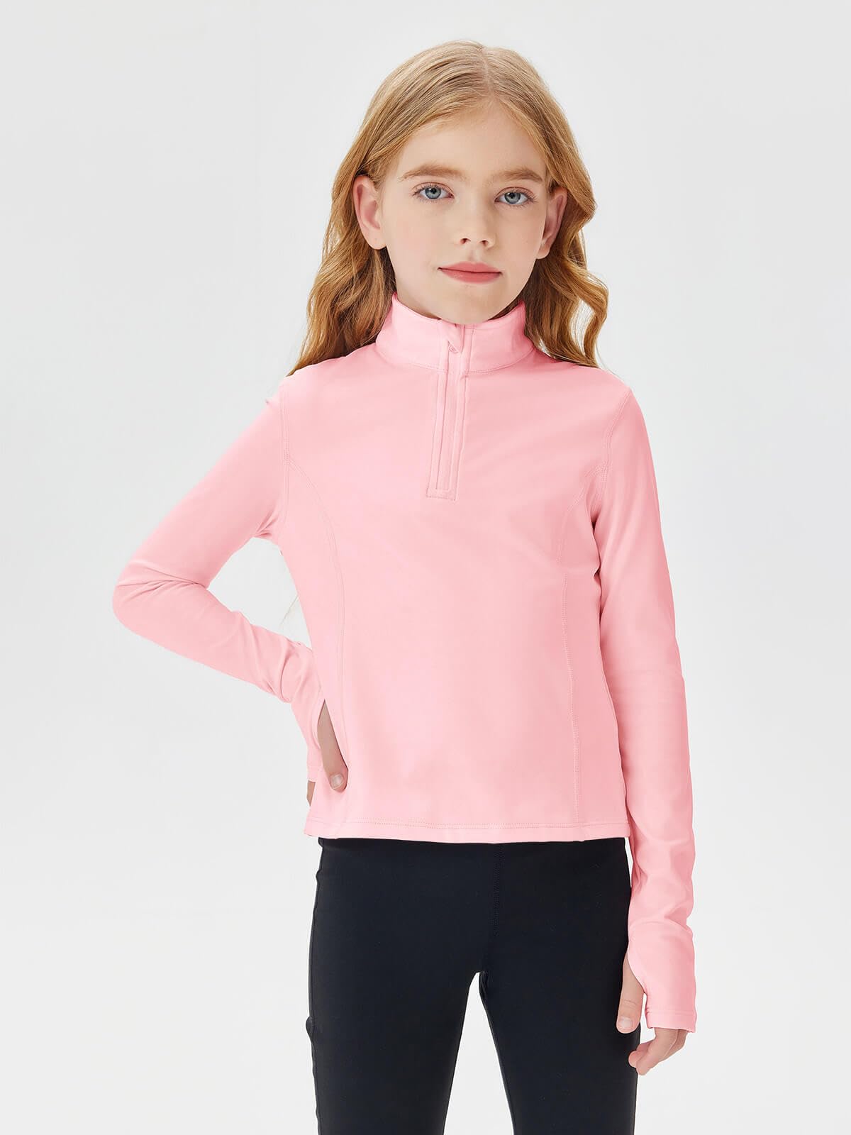 Haloumoning Women's Half Zip Pullover Sweatshirt - Long Sleeve Mock Neck Athletic Cropped Top for Workout, Running & Yoga | Comfortable Gym Wear & Casual Street Style