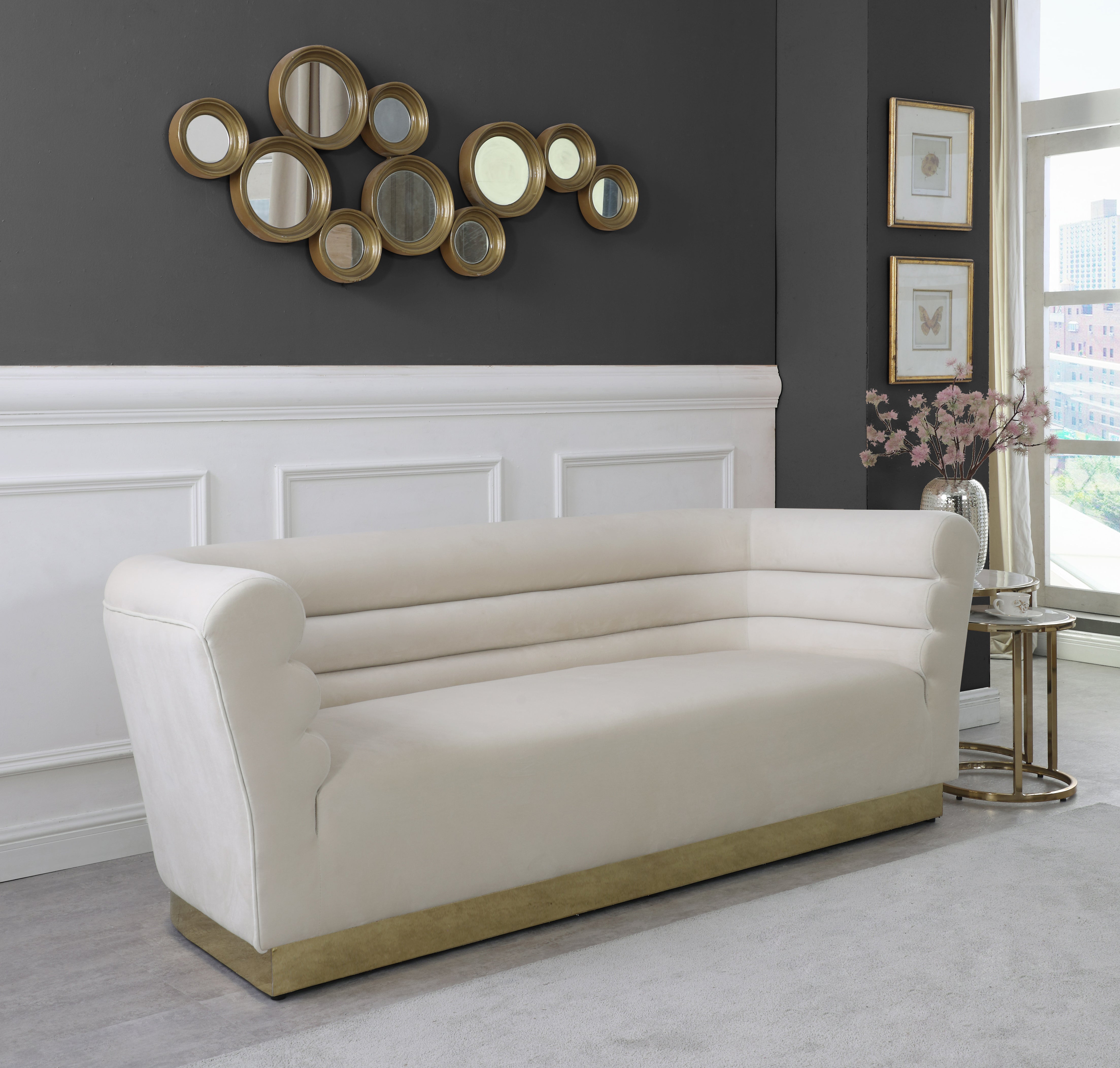 Luxury Bellini Velvet Sofa - Modern Plush Upholstered Couch for Living Room, Lounge & Home Decor - Soft Comfortable Sectional Sofa for Apartment, Dorm or Office