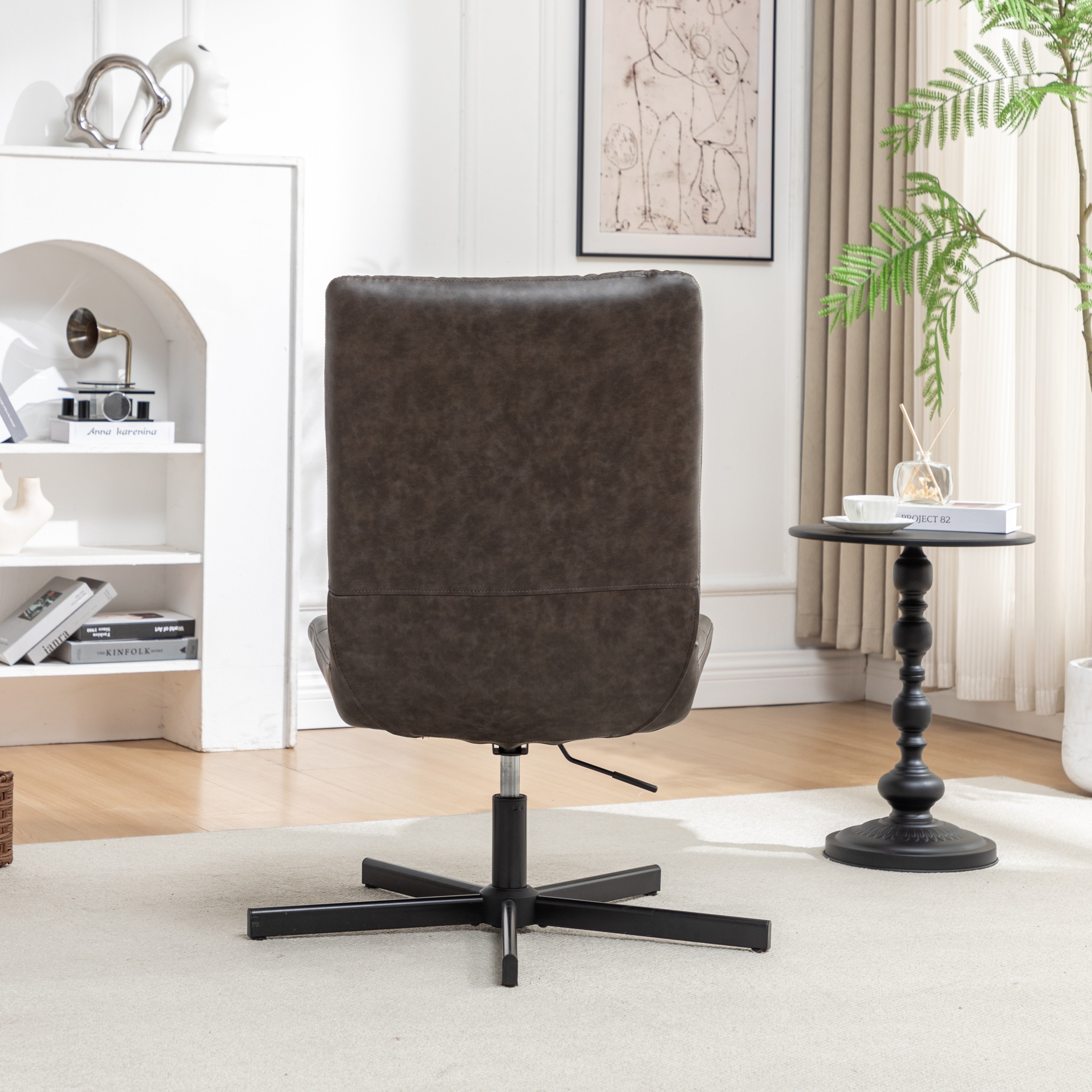Roundhill Furniture Arlena Faux Leather Tufted Swivel Accent Chair - Modern Living Room Lounge Chair for Home Office, Reading Nook & Bedroom Decor