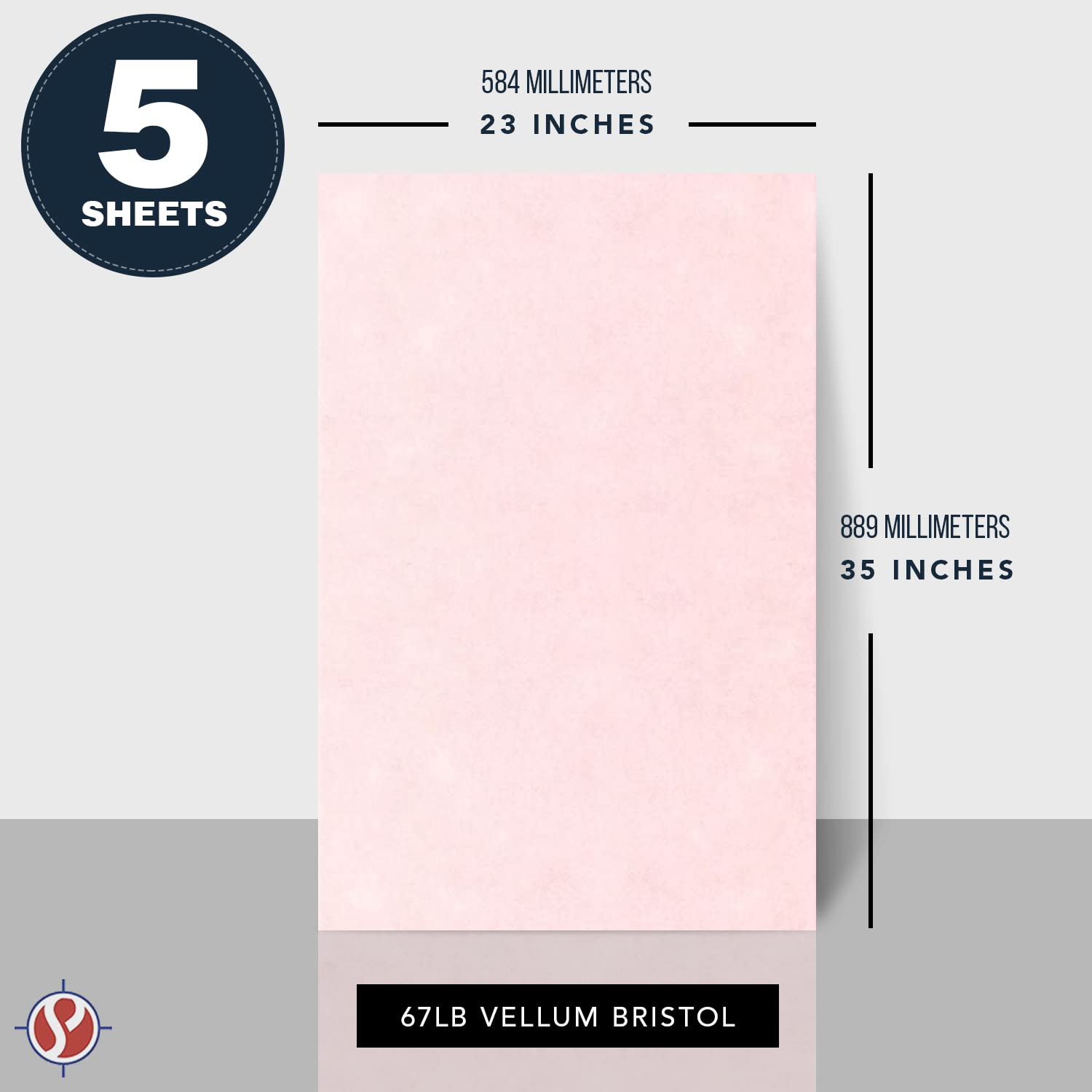 23 x 35 Inch Large Pink Parchment Cardstock Paper - 67lb Vellum Bristol for Posters, Bulletins, Certificates, Menus, Invitations - Premium Quality 5 Sheets Pack - Perfect for Wedding Stationery, School Projects & Office Decorations