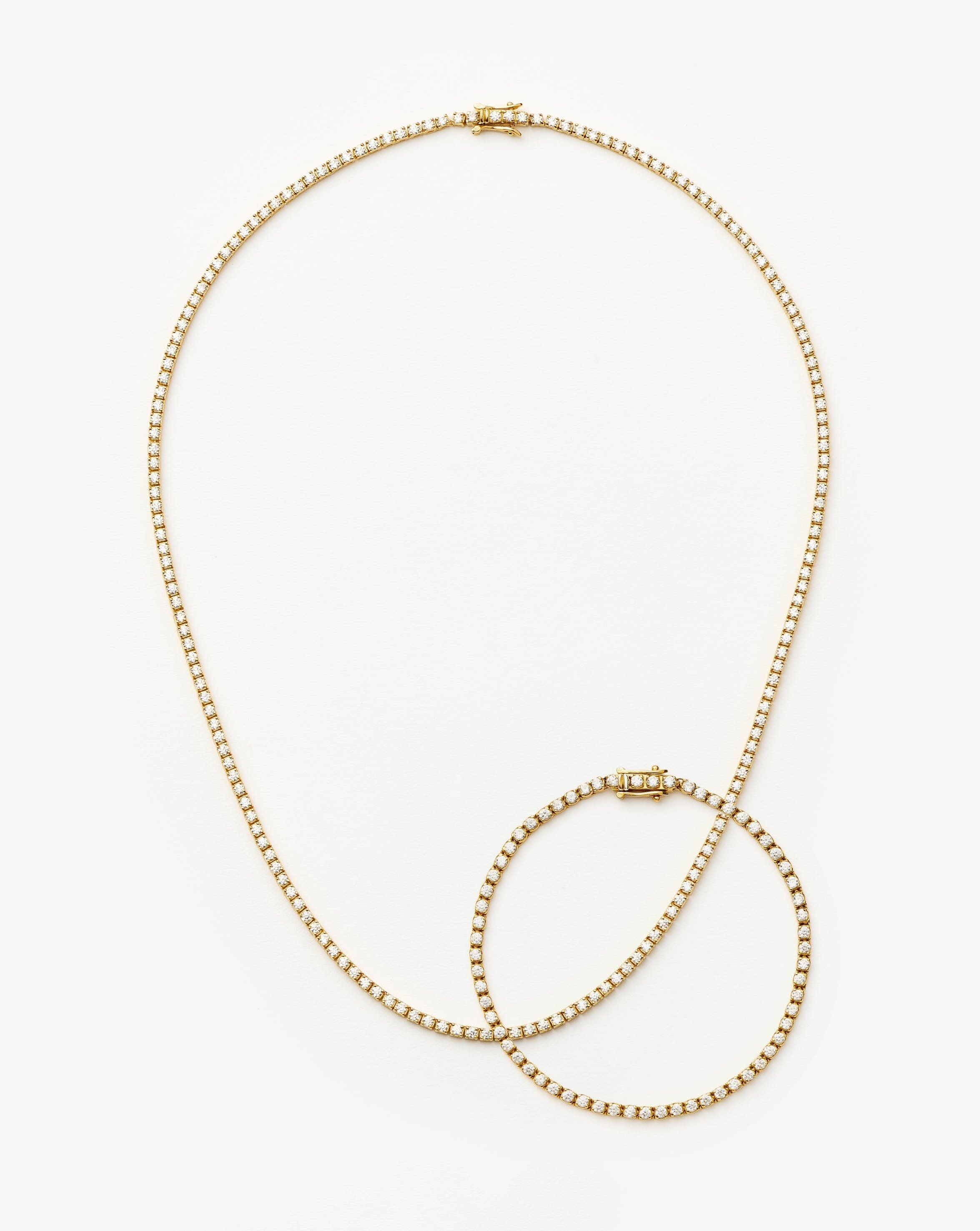 Elegant 18k Gold Vermeil Tennis Necklace & Bracelet Set with Cubic Zirconia | Classic Jewelry for Women | Perfect for Weddings, Parties & Special Occasions