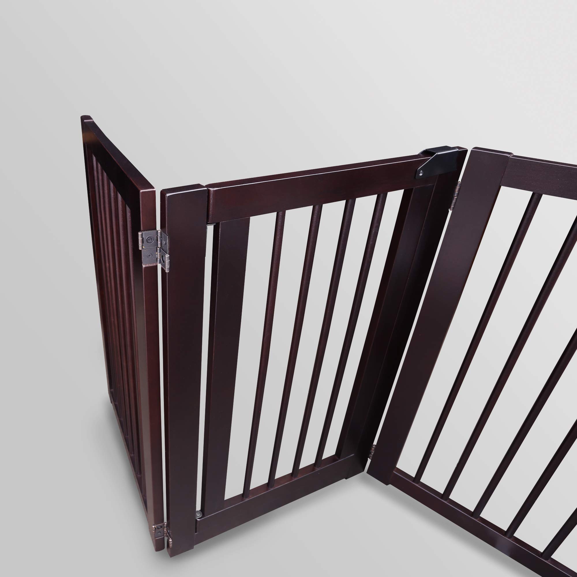 American Trails Free Standing Door Pet Gate - Espresso Wood Finish - No Installation Needed - Ideal for Doorways, Hallways & Stairs - Keep Pets Safe at Home