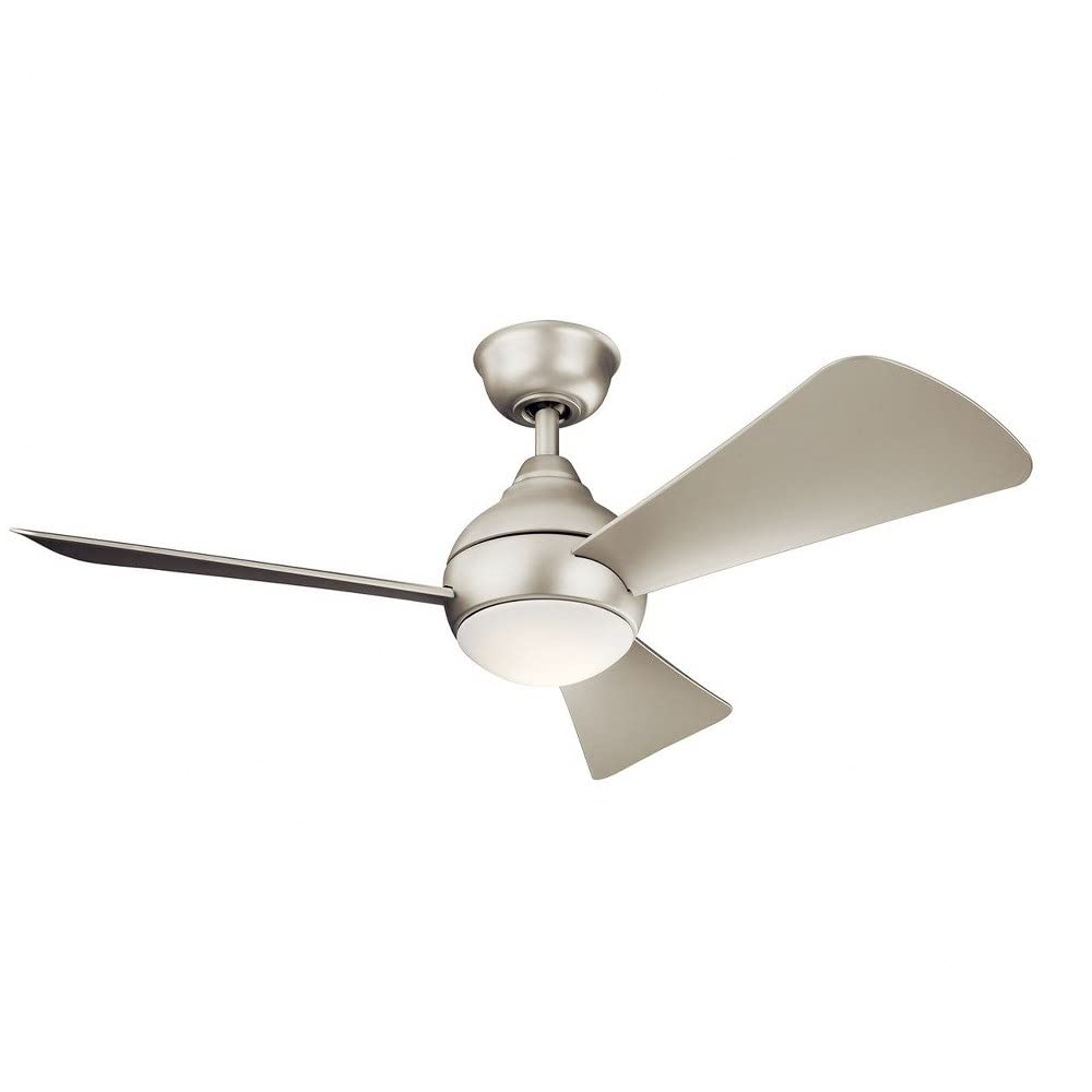 Kichler 44 Inch Sola Fan - Indoor/Outdoor Ceiling Fan with LED Light, Remote Control, Damp Rated for Patio, Bedroom, Living Room - Perfect for Home, Office, and Commercial Spaces