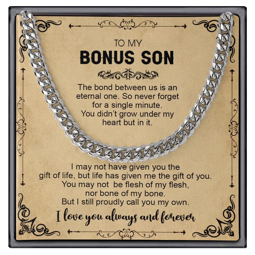 Cuban Link Chain Gift for Step Son - Graduation & Christmas Jewelry