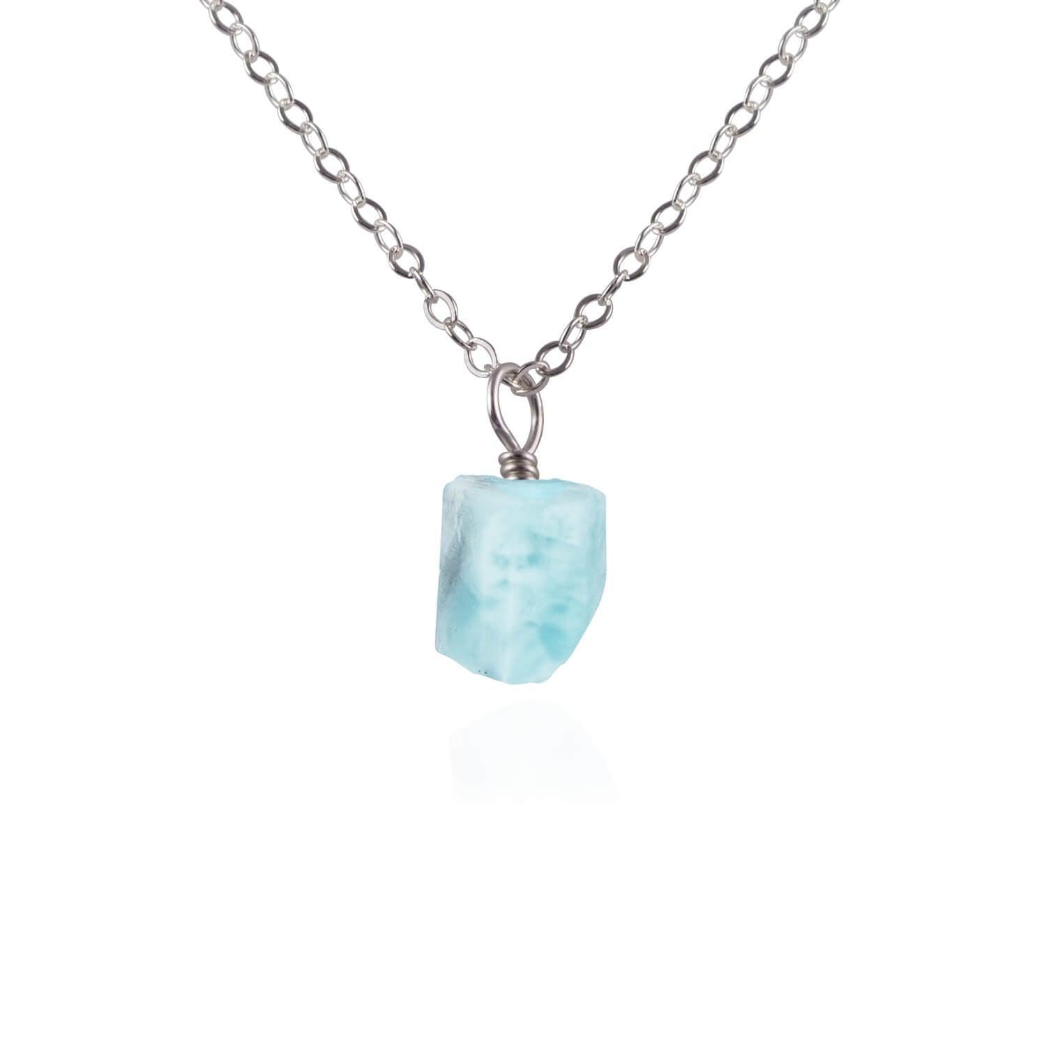 Natural Raw Larimar Pendant Necklace - Handmade Blue Gemstone Jewelry for Women - Perfect for Beach Vacations & Boho Fashion