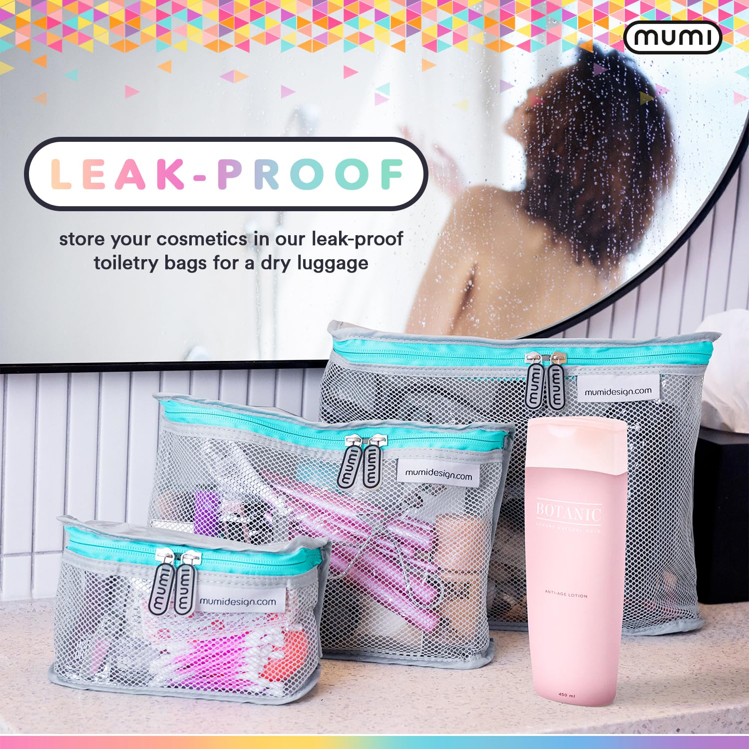 Waterproof Travel Toiletry Bag Set of 3 - Clear Cosmetic Organizer for Women & Men - Lightweight Hanging Toiletry Pouch for Skincare, Makeup, Shampoo - Perfect for Air Travel, Camping & Gym Essentials