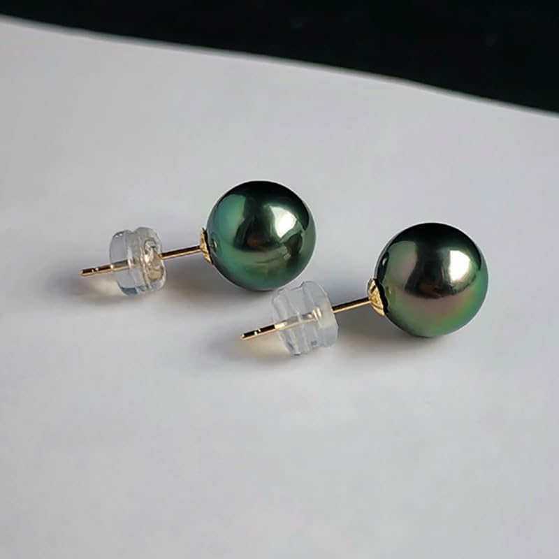AAAA+ Grade Tahitian Black Pearl Earrings - 925 Silver & 18K Gold Plated Hypoallergenic Cultured Pearl Jewelry for Women | Perfect for Weddings, Parties & Special Occasions