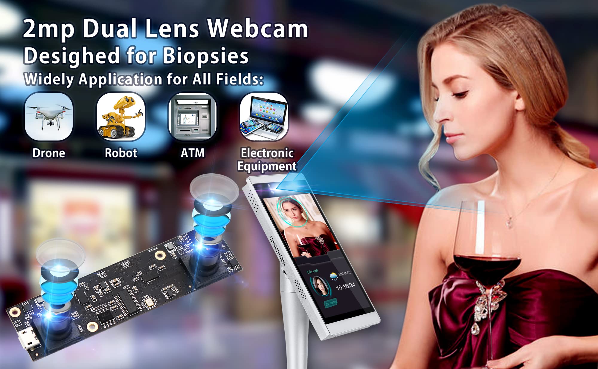 ELP 1080P Dual Lens USB Camera Module - 3D Stereo PC Webcam for Computer, Mini UVC USB 2.0 with AR0330 Sensor, 90° Lightburn & Binocular Vision | Perfect for Video Conferencing, Industrial Monitoring & USB Surveillance Systems