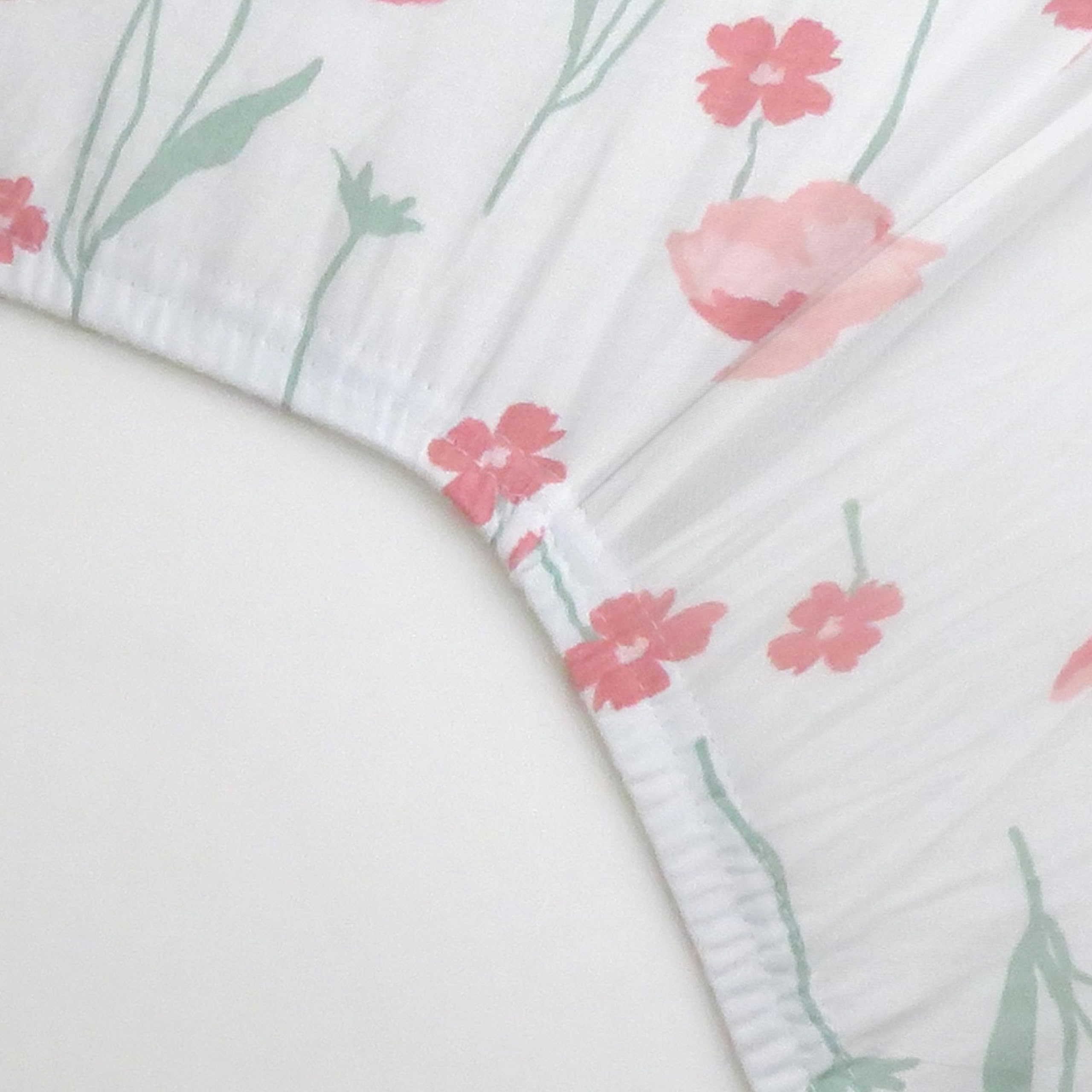 HonestBaby 100% Organic Cotton Fitted Crib Sheets - Standard Size for Bassinet & Crib Mattress - Soft Mini Prints in Strawberry Pink Floral - Unisex for Baby Boys & Girls - Perfect for Nursery, Daycare & Travel Use