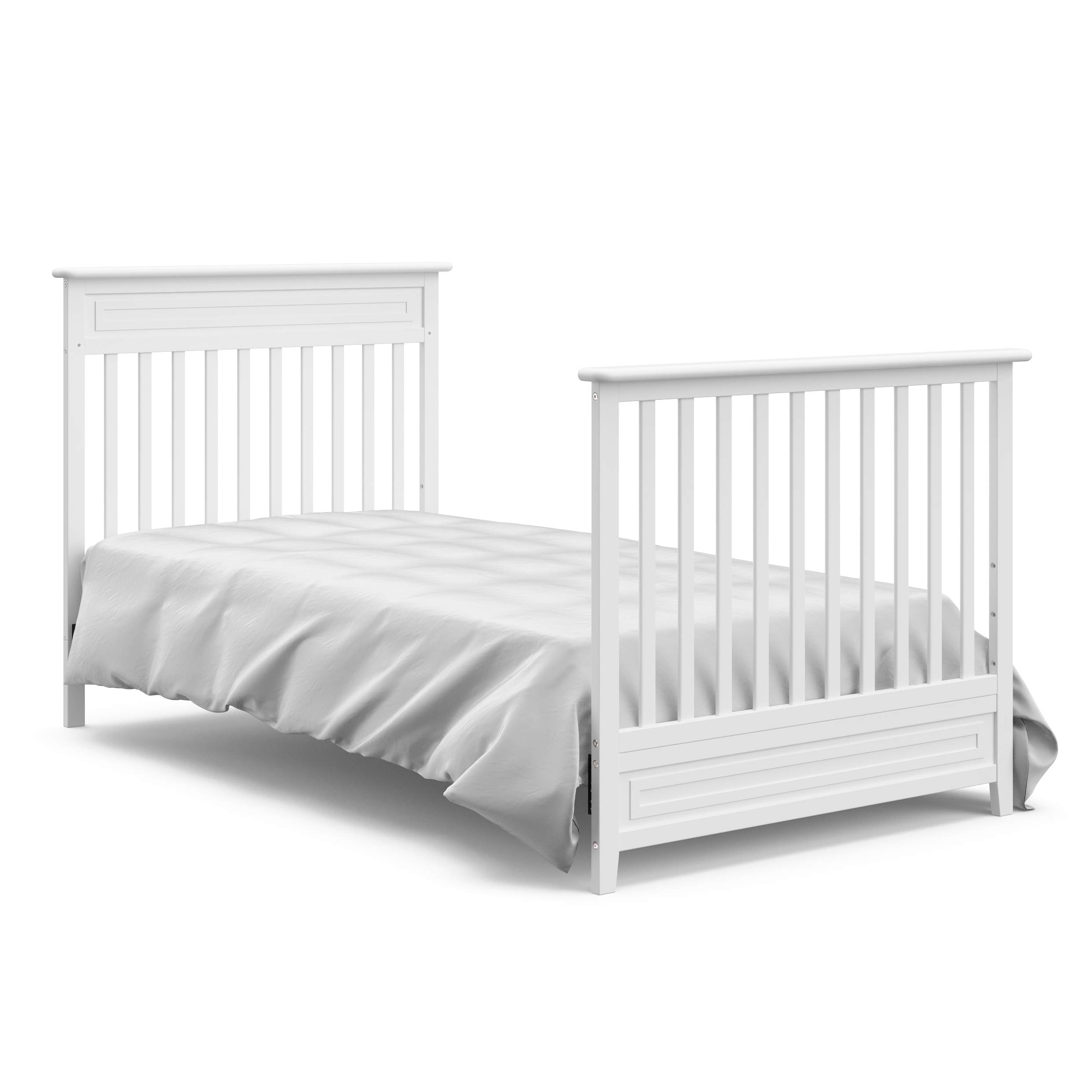 Storkcraft Petal 4-in-1 Convertible Mini Crib - GREENGUARD Gold Certified, White Nursery Furniture Converts to Daybed & Twin Bed with Bonus 2.75