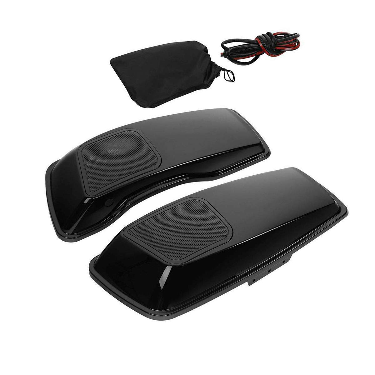 Vivid Black Saddlebag Lids with 6x9 Speaker Cutouts for Harley Touring Models (Road King, Street Glide, Electra Glide, Ultra Classic, Limited 2014-2024) - Perfect for Motorcycle Audio Upgrades & Customization