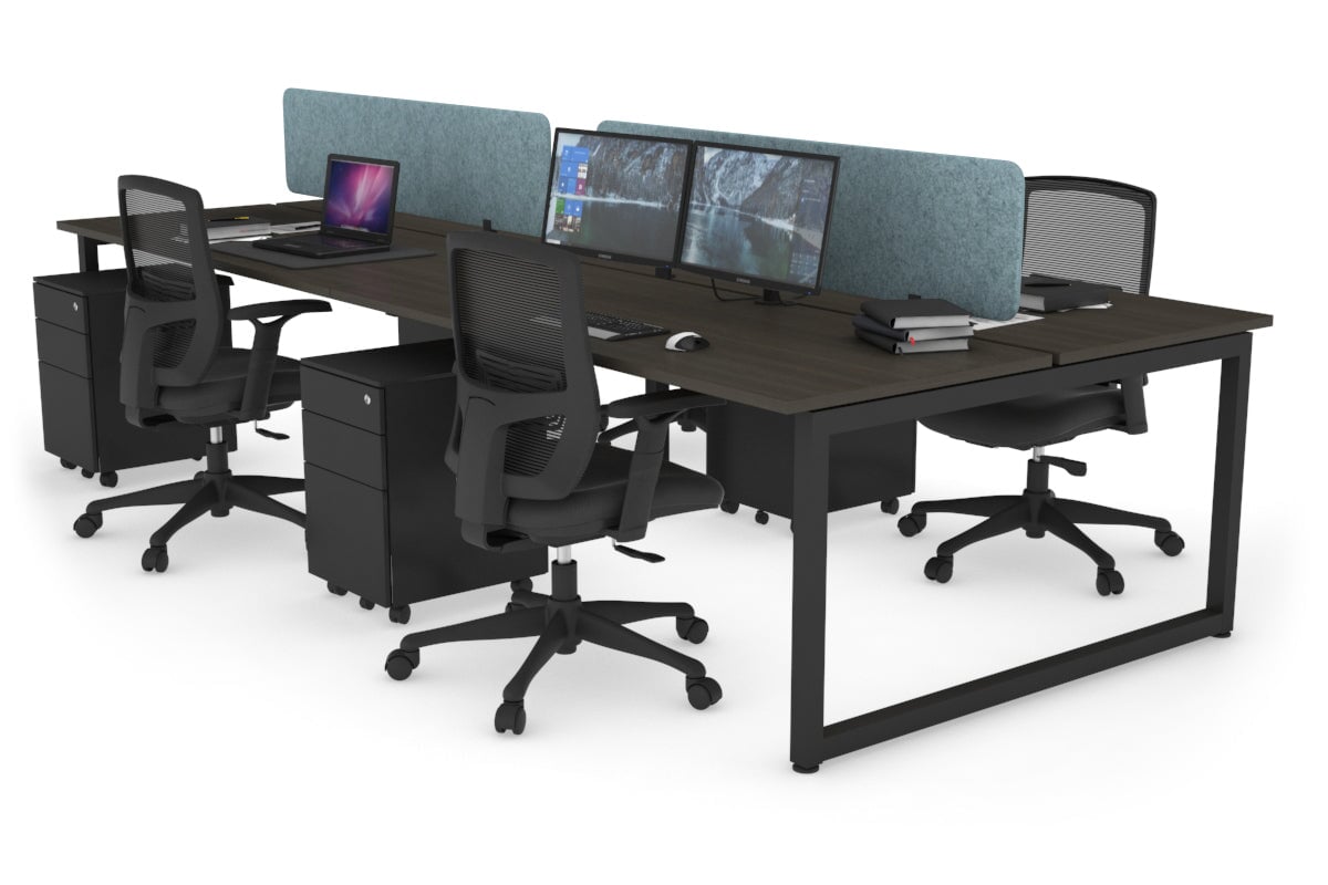 Quadro Loop Legs 4 Person Office Workstation Desk - 1800L x 700W - Modern Collaborative Workspace Solution for Team Projects & Office Meetings