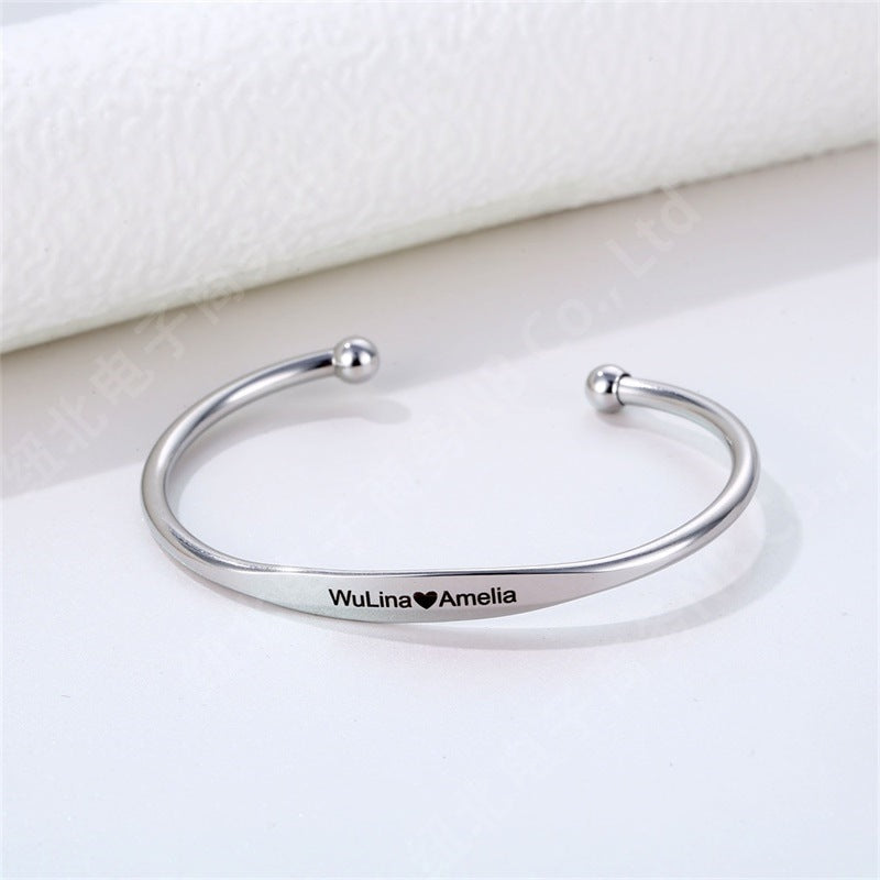 Personalized Birthstone Bangle Bracelet with Custom Name Engraving - Perfect for Birthdays, Anniversaries & Mother's Day Gifts | B003