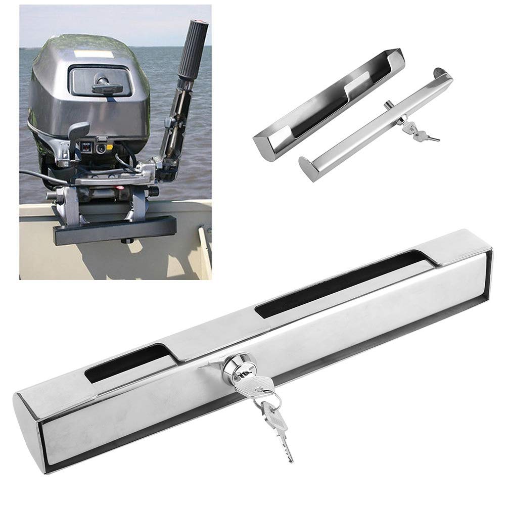 Akozon High-Security Stainless Steel Outboard Motor Lock with 2 Keys - Anti-Theft Marine Engine Lock for Boats, Yachts & Watercraft Protection