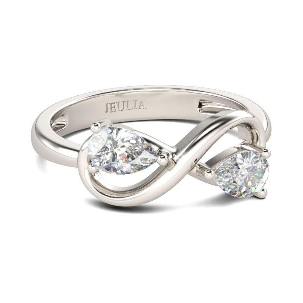 1.2 Carat CZ Infinity Ring for Women - 925 Sterling Silver Two Stone Engagement Ring, Anniversary & Promise Jewelry Gift for Her - Perfect for Weddings, Proposals & Romantic Occasions