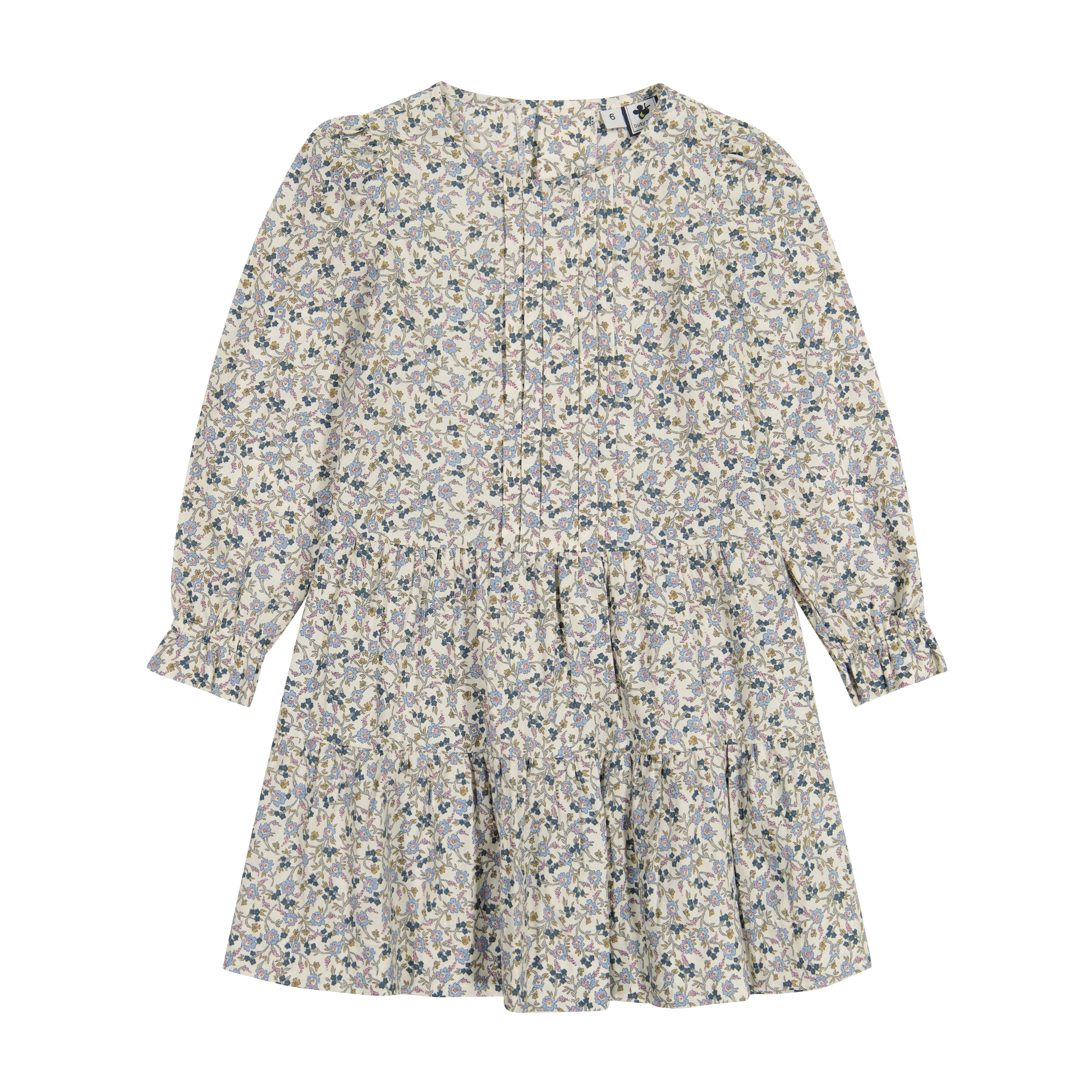 Poppy Girls Drop Waist Dress Cream Floral Print - Elegant Summer Dress for Women, Perfect for Weddings, Parties & Casual Outings