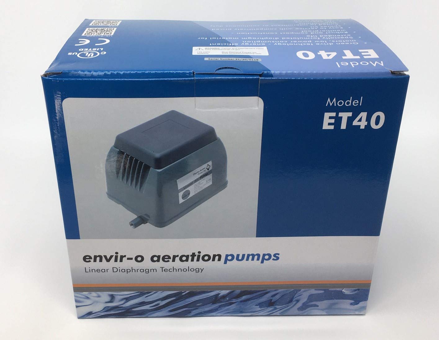 Blue Diamond ET 40 Linear Diaphragm Air Pump for Septic Tanks, Ponds & Aquariums - High Efficiency Quiet Air Pump for Aeration, Water Treatment & Fish Tanks