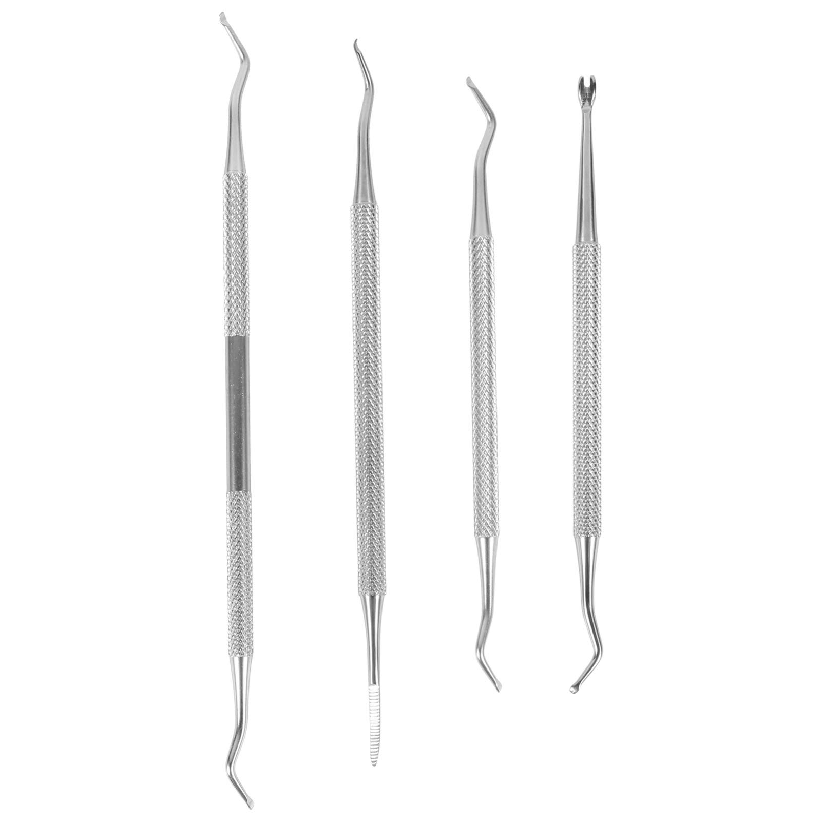 Healifty Professional 4-Piece Nail Care Kit - Double-Headed Cuticle Pusher, Nail File & Scissors Set for Manicure & Pedicure (Silver) | Perfect for Home Salon, DIY Nail Art & Beauty Care