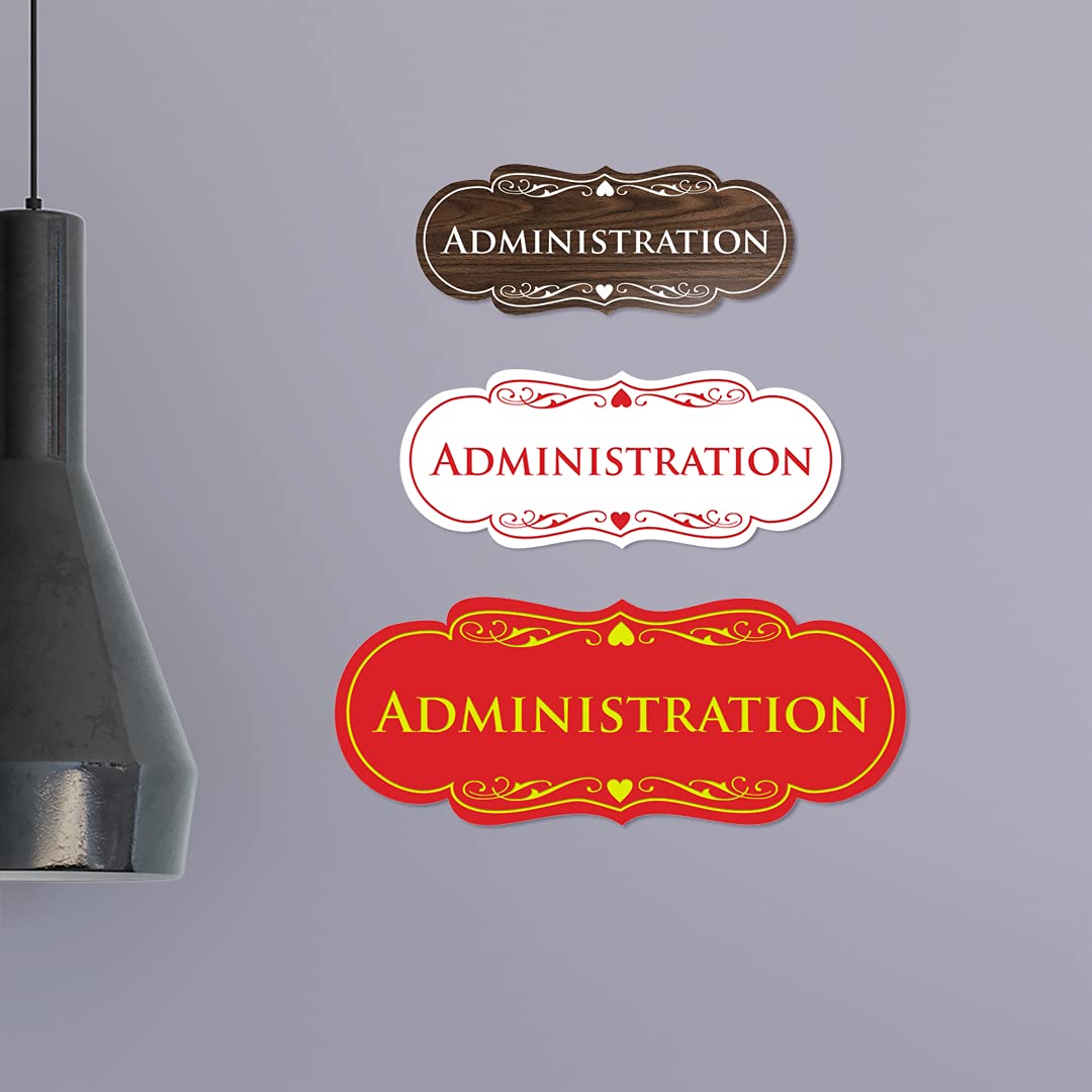 ByLITA Designer Office Administration Sign - Large Red Metal Wall Decor for Professional Workspaces & Home Offices