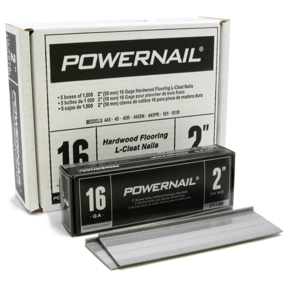 Powernail 16 Gauge 2-Inch Cleats - Box of 5,000 Nails for Hardwood Flooring Installation and Woodworking Projects