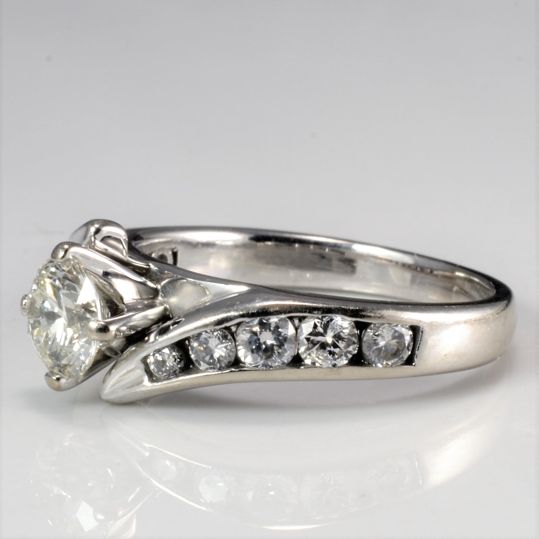 0.83 Carat Bypass Diamond Engagement Ring - Size 5.5, 14K White Gold Wedding Band for Women, Perfect Proposal Gift & Anniversary Jewelry for Her