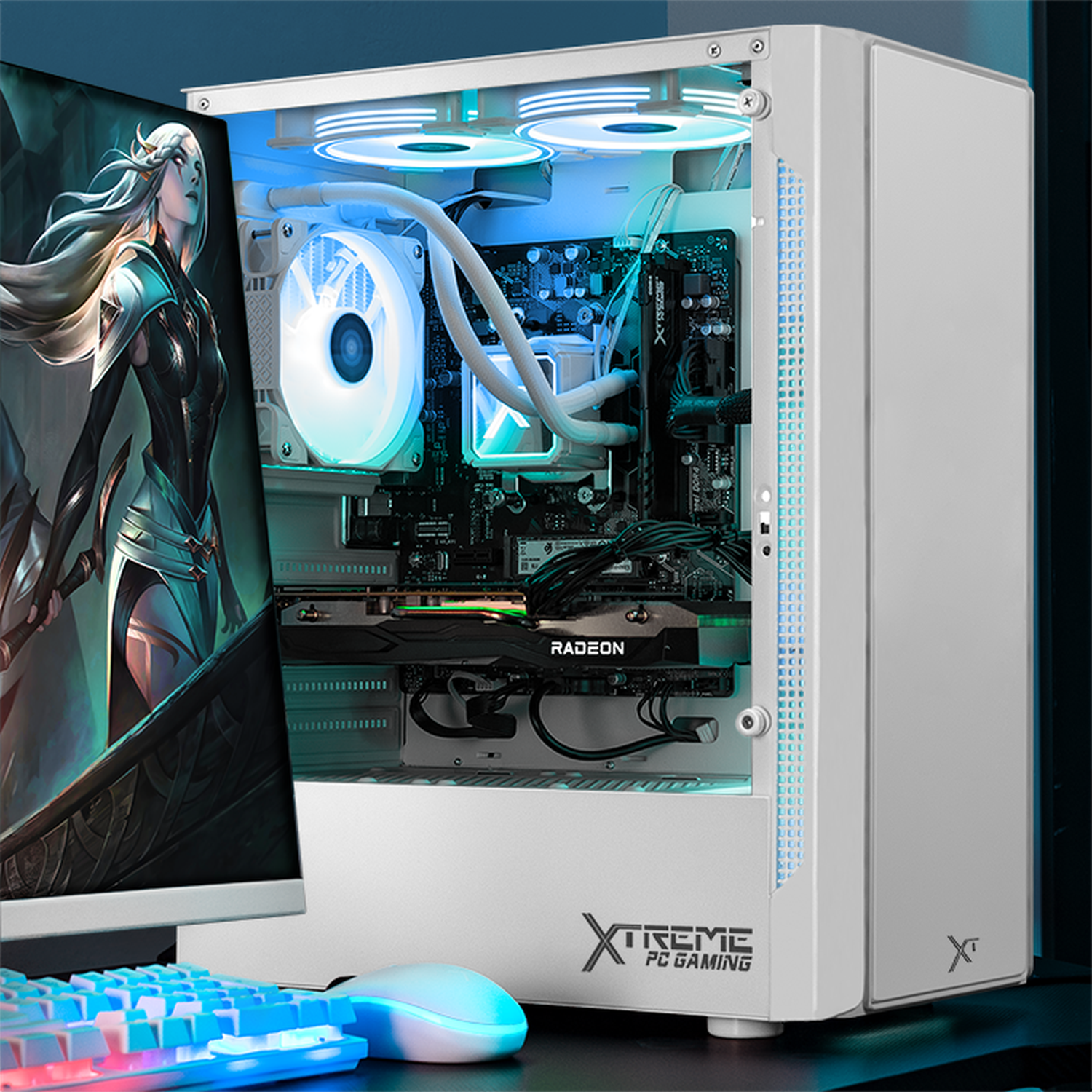 XTREME PC GAMING NYX Mini Tower Micro ATX Case - 3 RGB Fans & Tempered Glass - White Gaming Computer Case for Esports & Streaming Setup