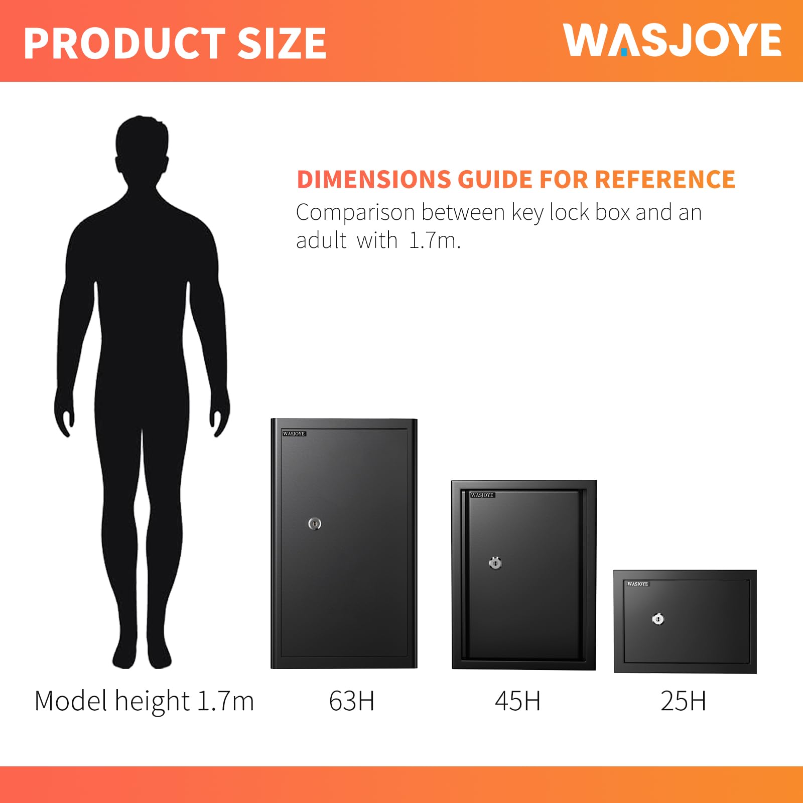 WASJOYE 1.0 Cubic Feet Steel Home Security Safe Box with Key Lock - High Protection for Money, Jewelry, Passports & Valuables | Ideal for Bedroom, Office & Hotel Use