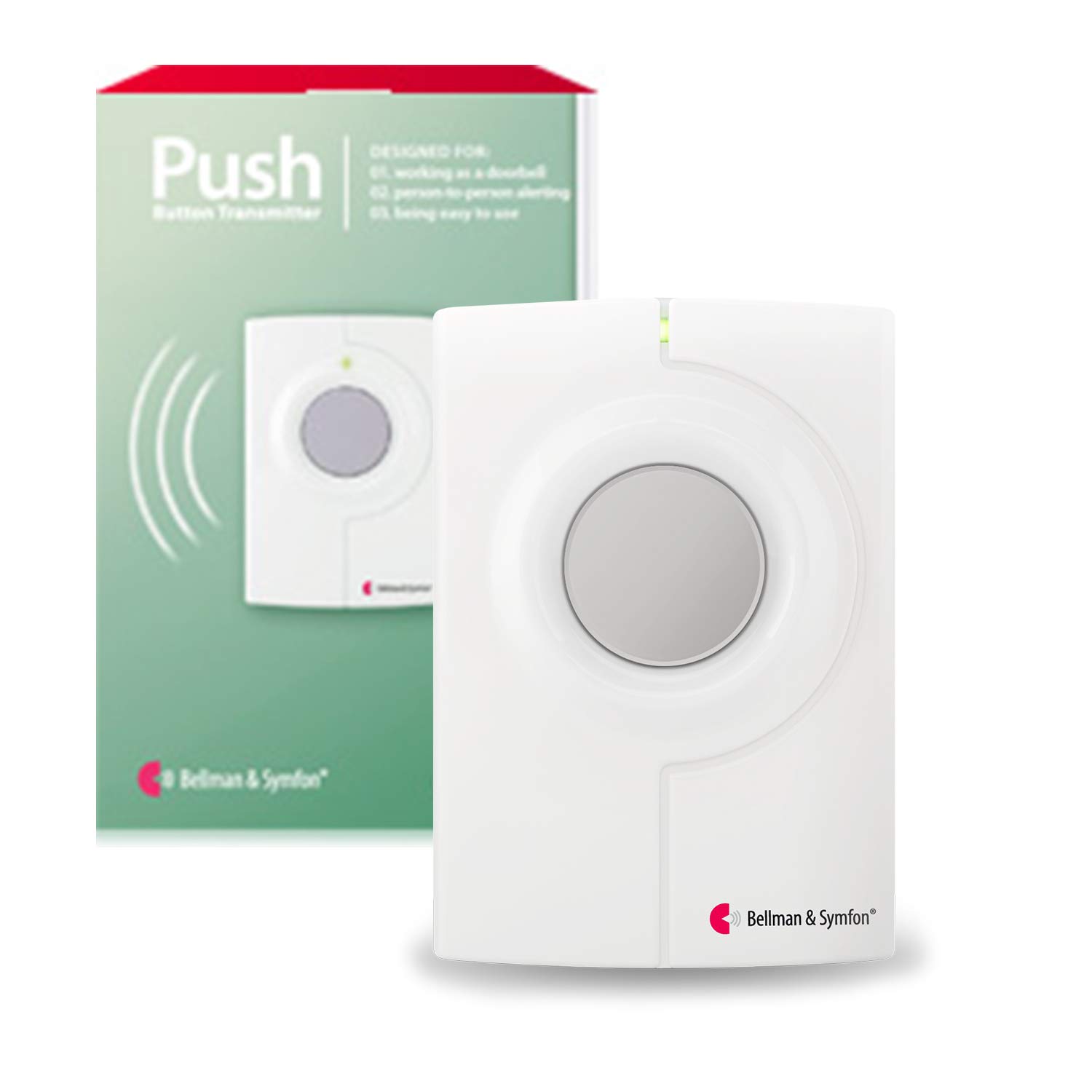 Bellman & Symfon Wireless Push Button Transmitter - Easy to Use Doorbell Alert System for Deaf & Hard of Hearing - Smart Home Safety Alarm for Elderly & Disabled - Perfect for Home, Office & Nursing Care Facilities