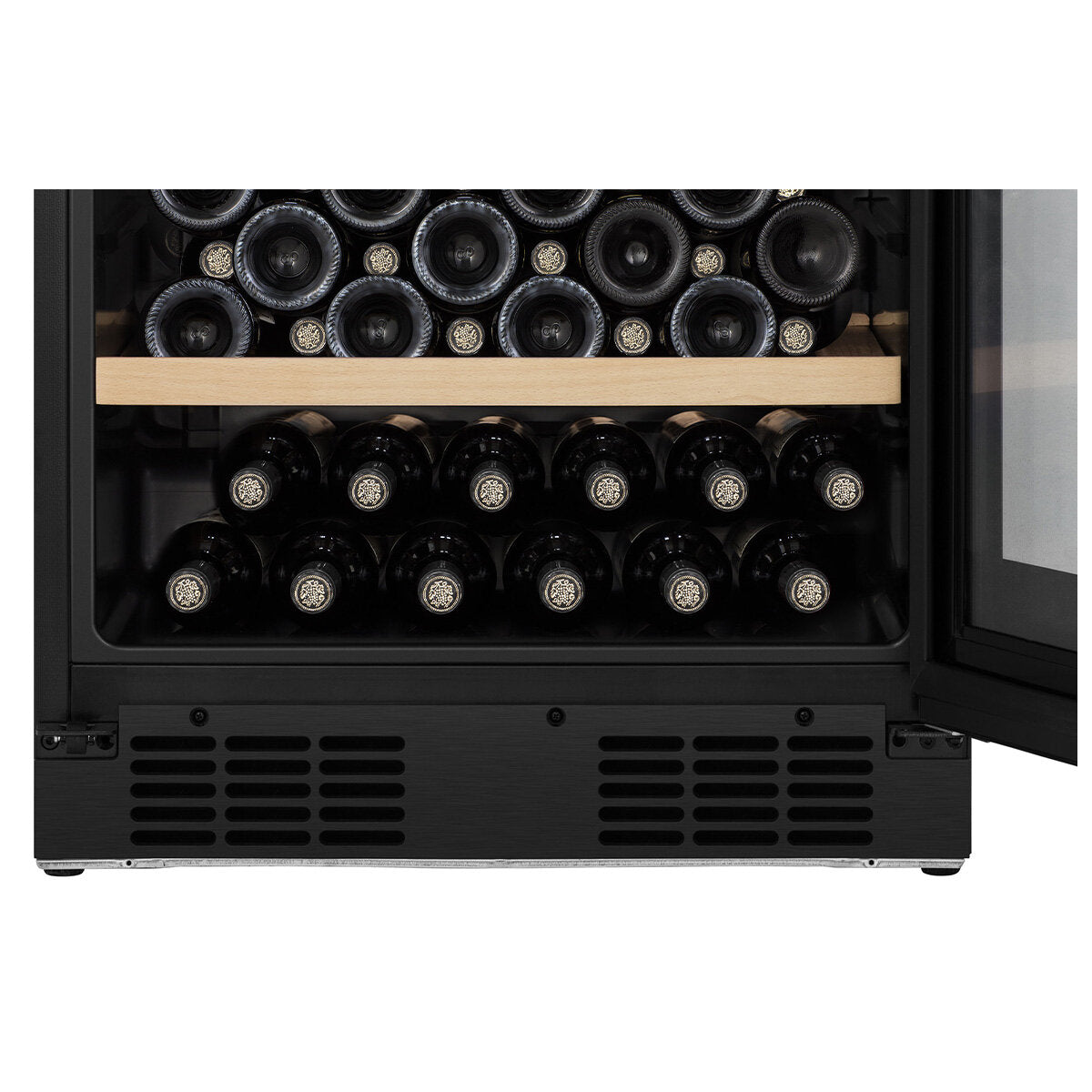 Hisense HRWC108B 108-Bottle Dual Zone Wine Cooler Refrigerator - Black Glass Front for Home, Office, or Restaurant Wine Storage & Display