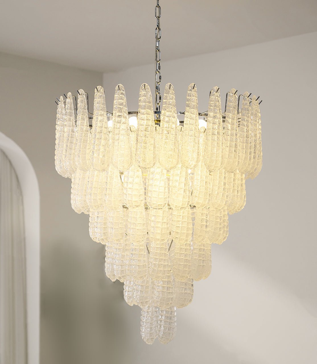 Exquisite Murano Glass Pinecone Chandelier - Handcrafted Italian Crystal Ceiling Light Fixture for Dining Room, Living Room & Bedroom Decor