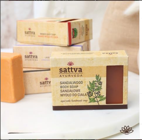 Sattva Ayurveda Lavender Body Soap - 125g Natural Handmade Soap for Relaxation & Skin Care - Perfect for Bath, Shower & Gift Giving