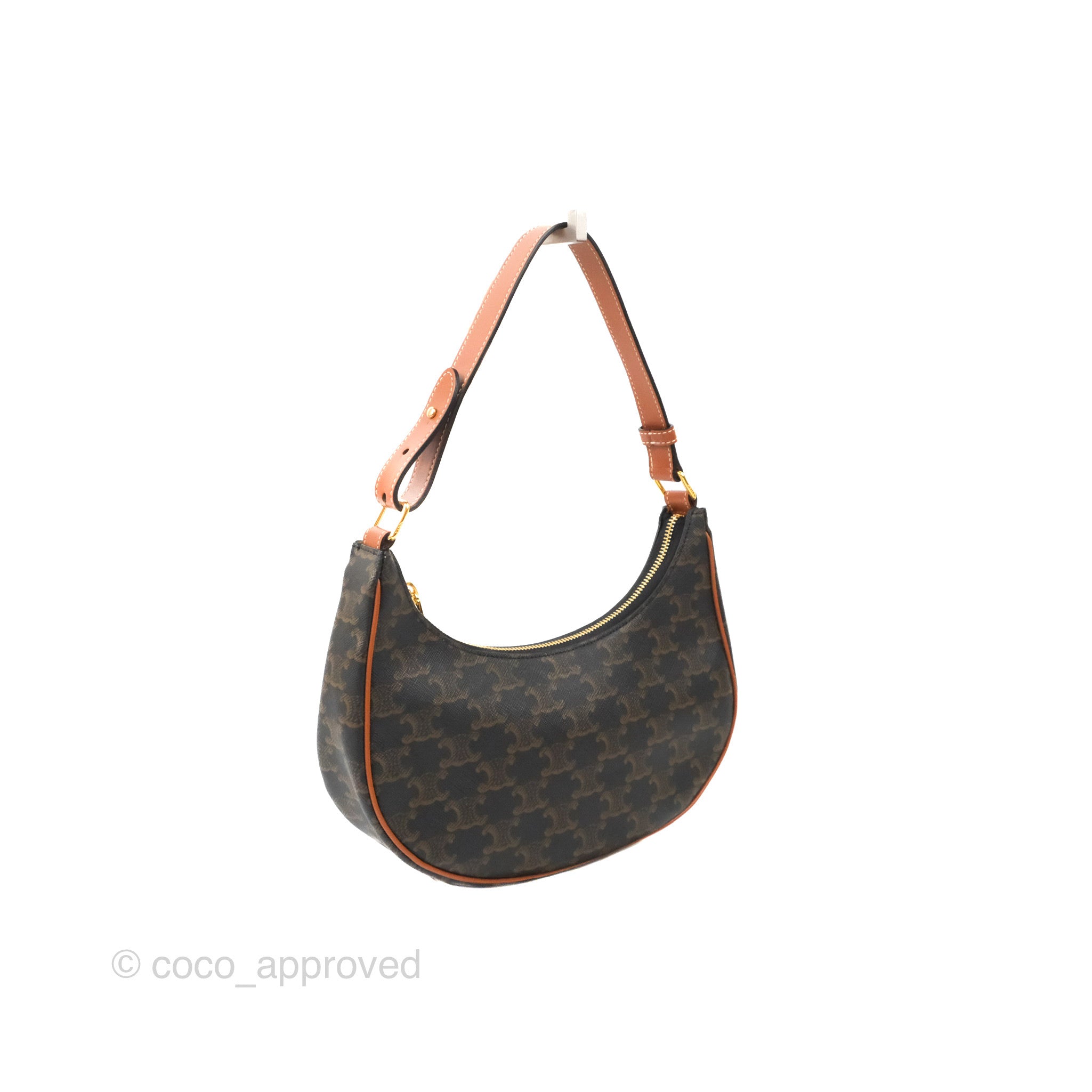 Celine Ava Bag in Triomphe Canvas & Calfskin Leather - Tan Crossbody Shoulder Bag for Women | Perfect for Work, Travel & Everyday Use