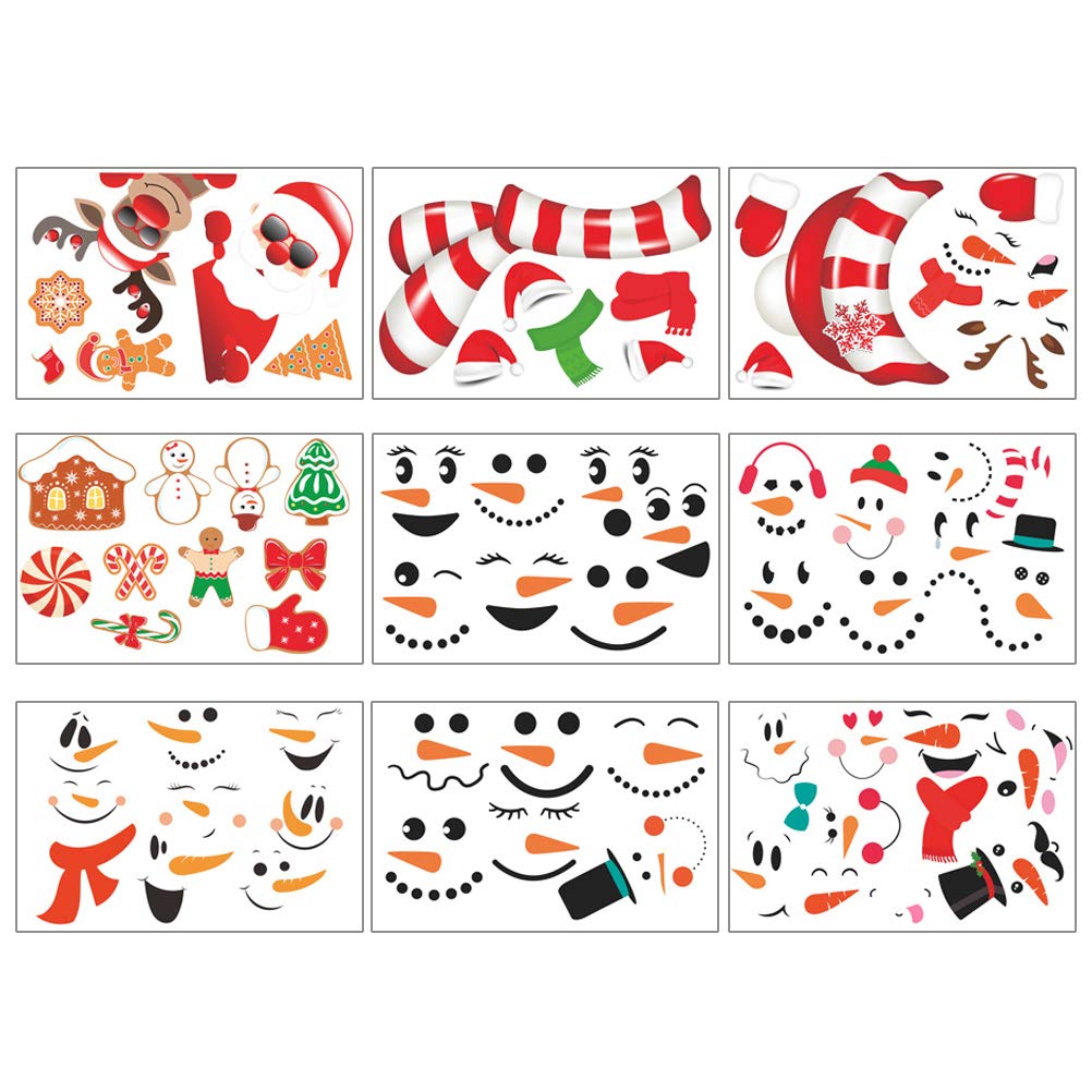 Cabilock 9-Piece Lightweight Snowman Sticker Set - Red Christmas Decals for Closet, Fridge & Home Decor - Perfect for Holiday Party, Gift Wrapping & Winter Decorations