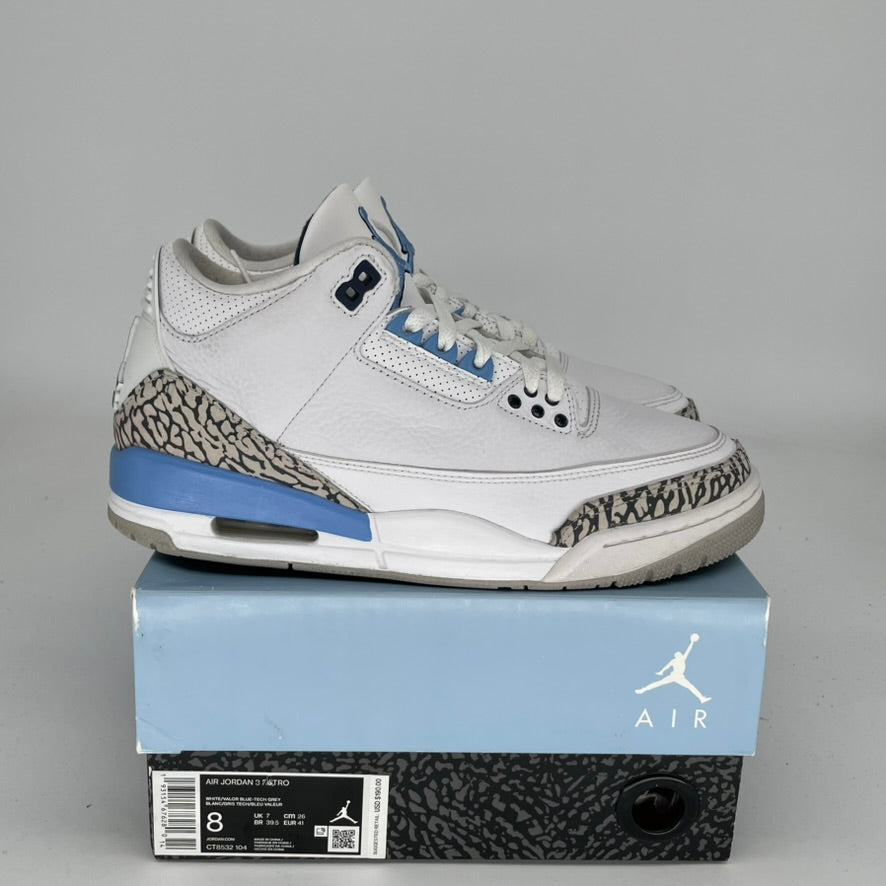 AIR JORDAN 3 UNC Men's Basketball Shoes Size 8 - Authentic Retro Sneakers CT8532-104 for Casual Wear & Street Style