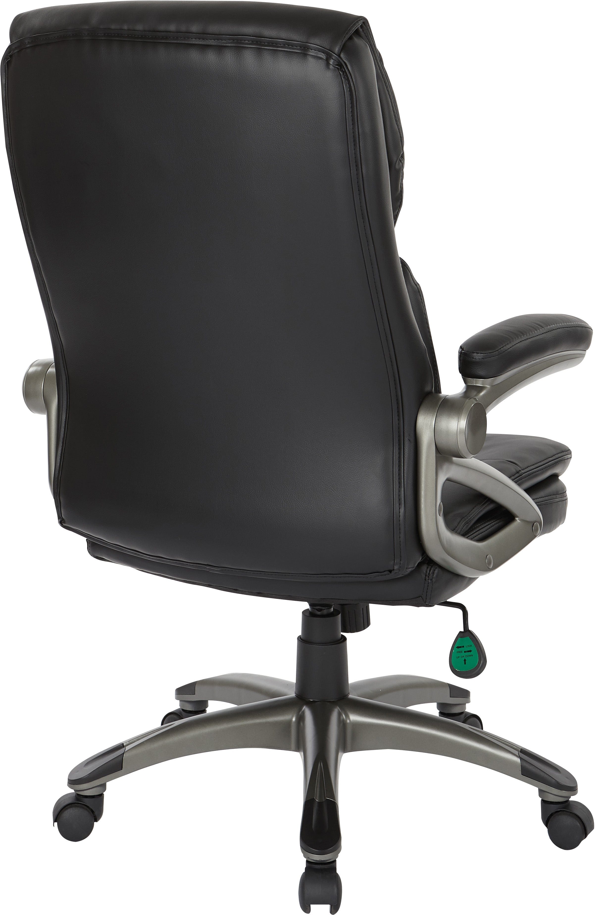 Office Star High Back Leather Executive Manager's Chair [ECH9123] - Ergonomic Office Chair for Home & Business, Premium Leather Desk Chair with Lumbar Support for Comfortable Working