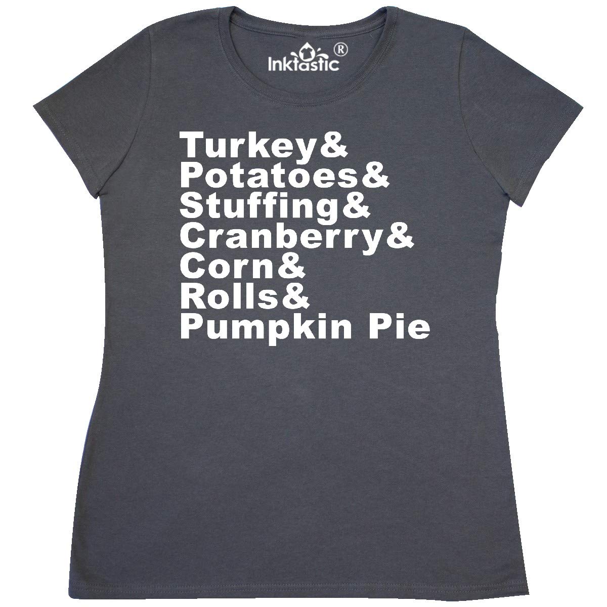 Inktastic Thanksgiving Turkey & Potatoes Women's Graphic T-Shirt - Funny Holiday Apparel for Family Gatherings & Friendsgiving Parties